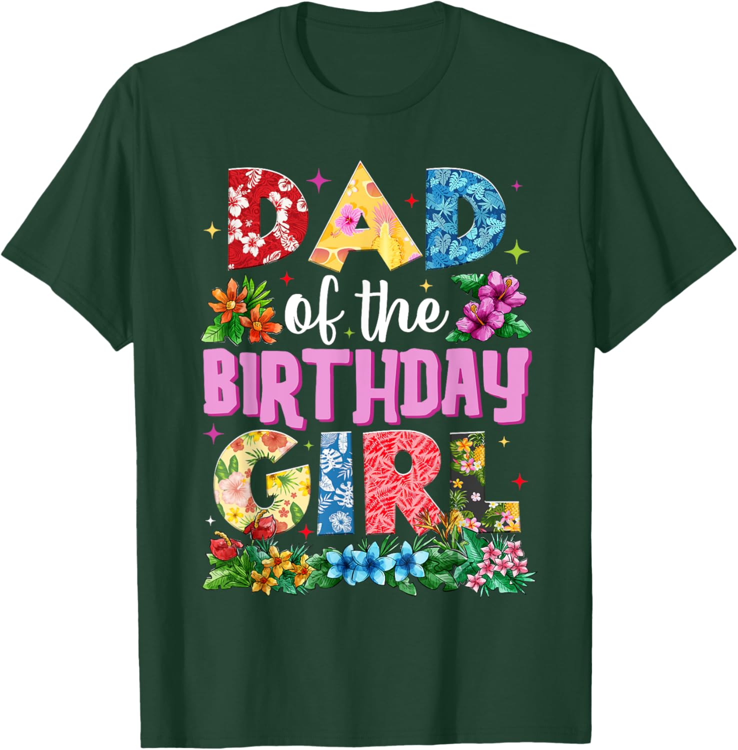 Dad of Birthday Girl Hawaii Party Matching Family T-Shirt for Fun Celebrations - 12