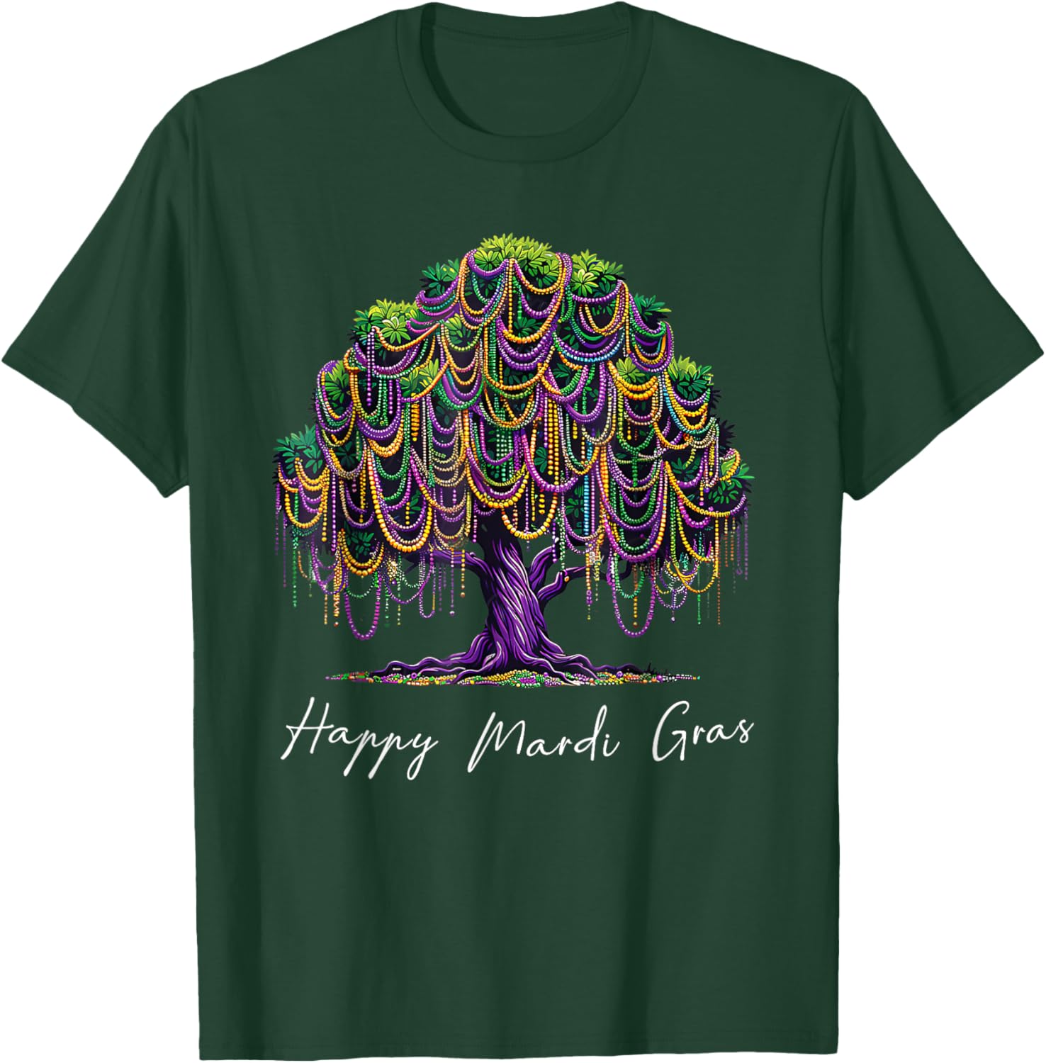 Mardi Gras Tree Beads T-Shirt for Men, Women, and Kids – Fat Tuesday Fun - 14