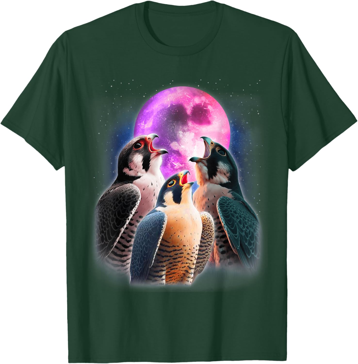 Funny Peregrine Falcon T-Shirt Howling at the Moon for Bird Lovers - 12
