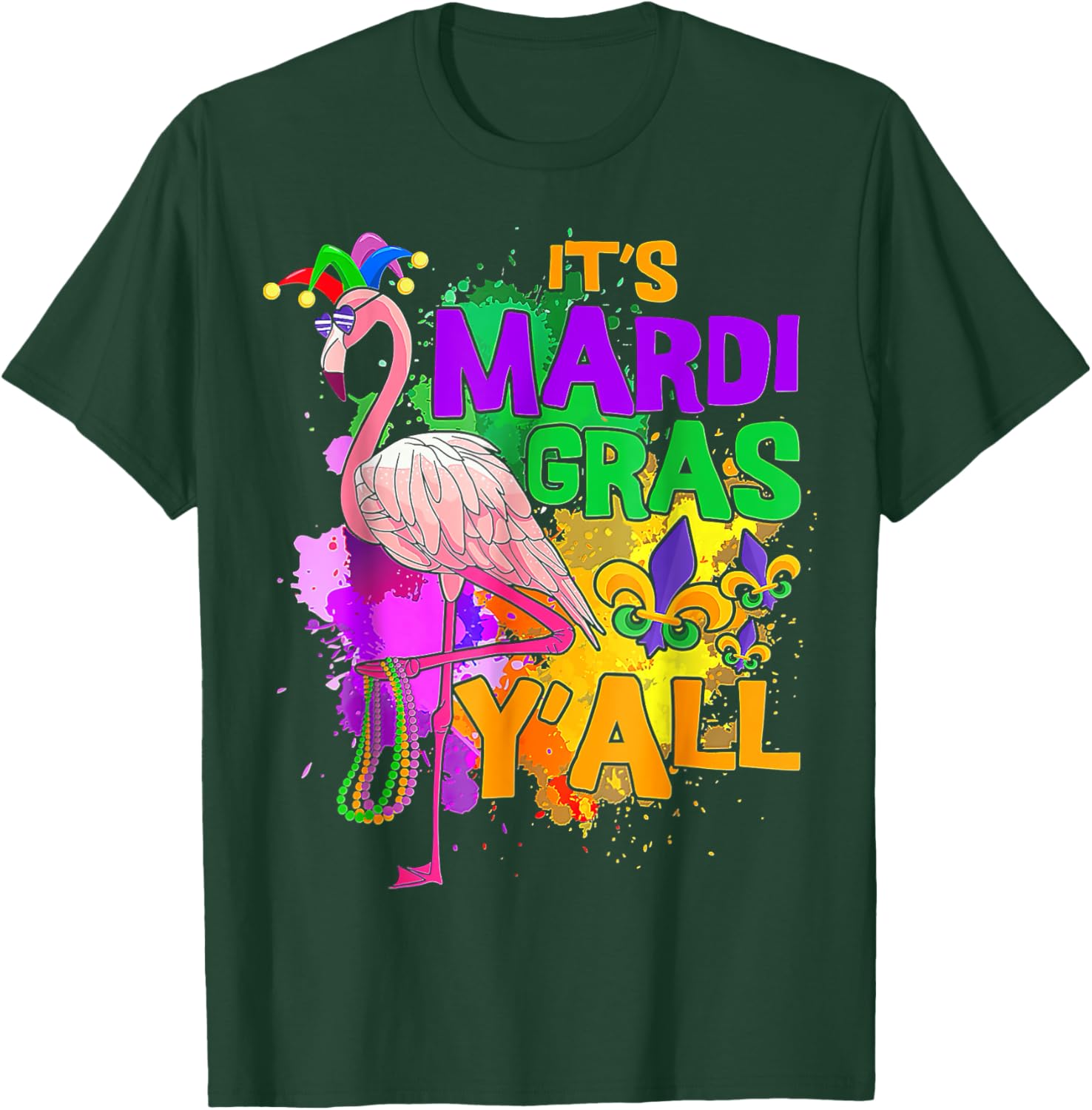 Flamingo Mardi Gras Carnival Party T-Shirt for Fun Festive Celebrations - 26
