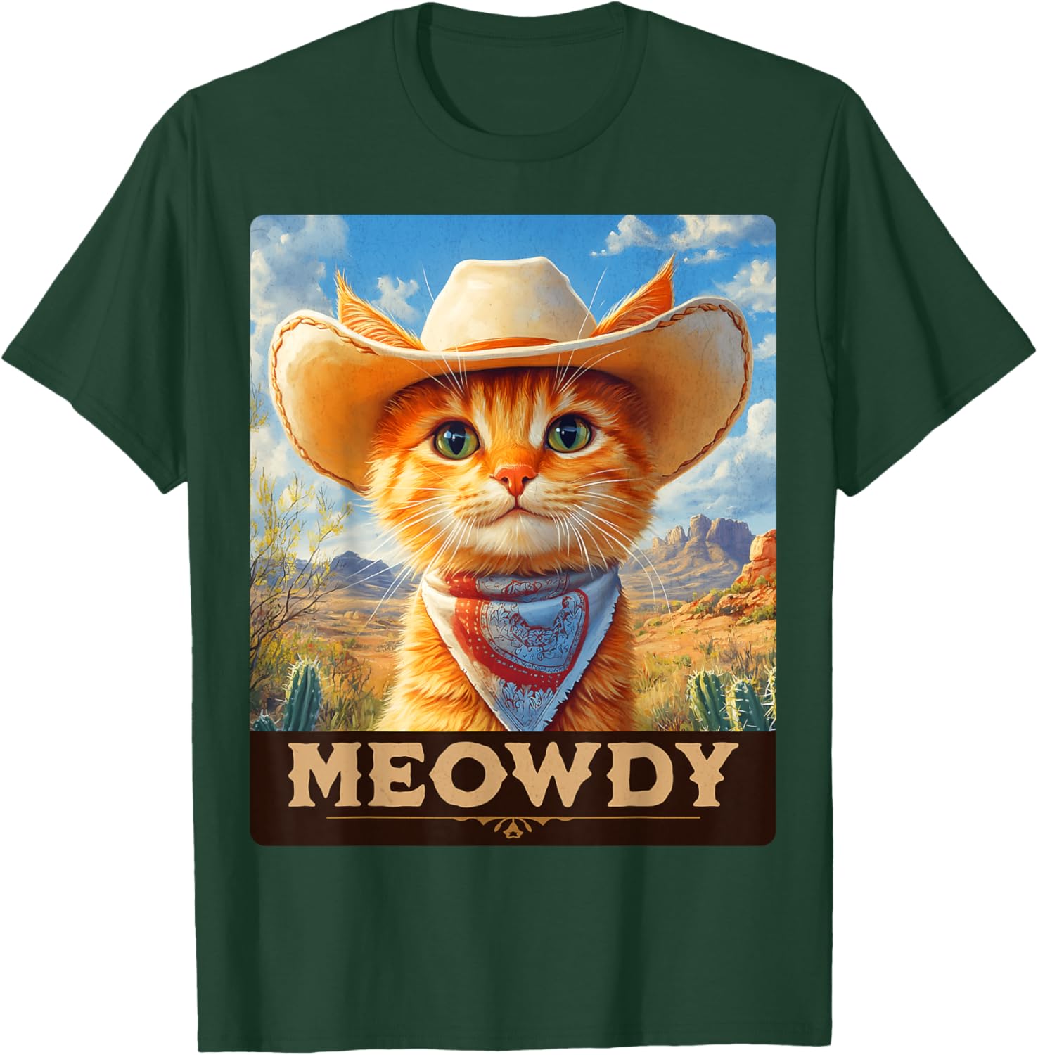 Meowdy Cowboy Cat T-Shirt for Wild West Lovers - Fun Pet Apparel - 5