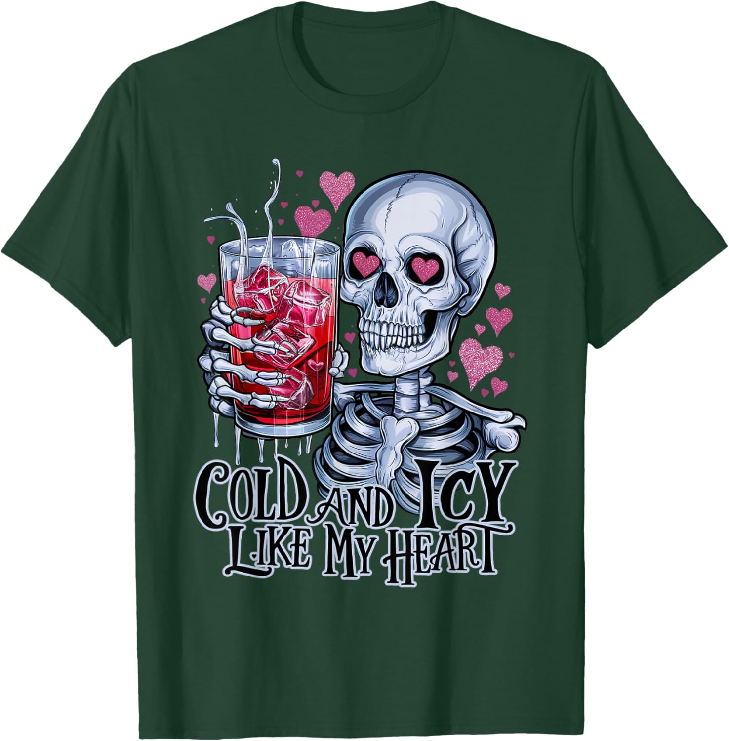 Funny Skeleton T-Shirt - Cold and Icy Like My Heart Anti-Valentine Tee - 13