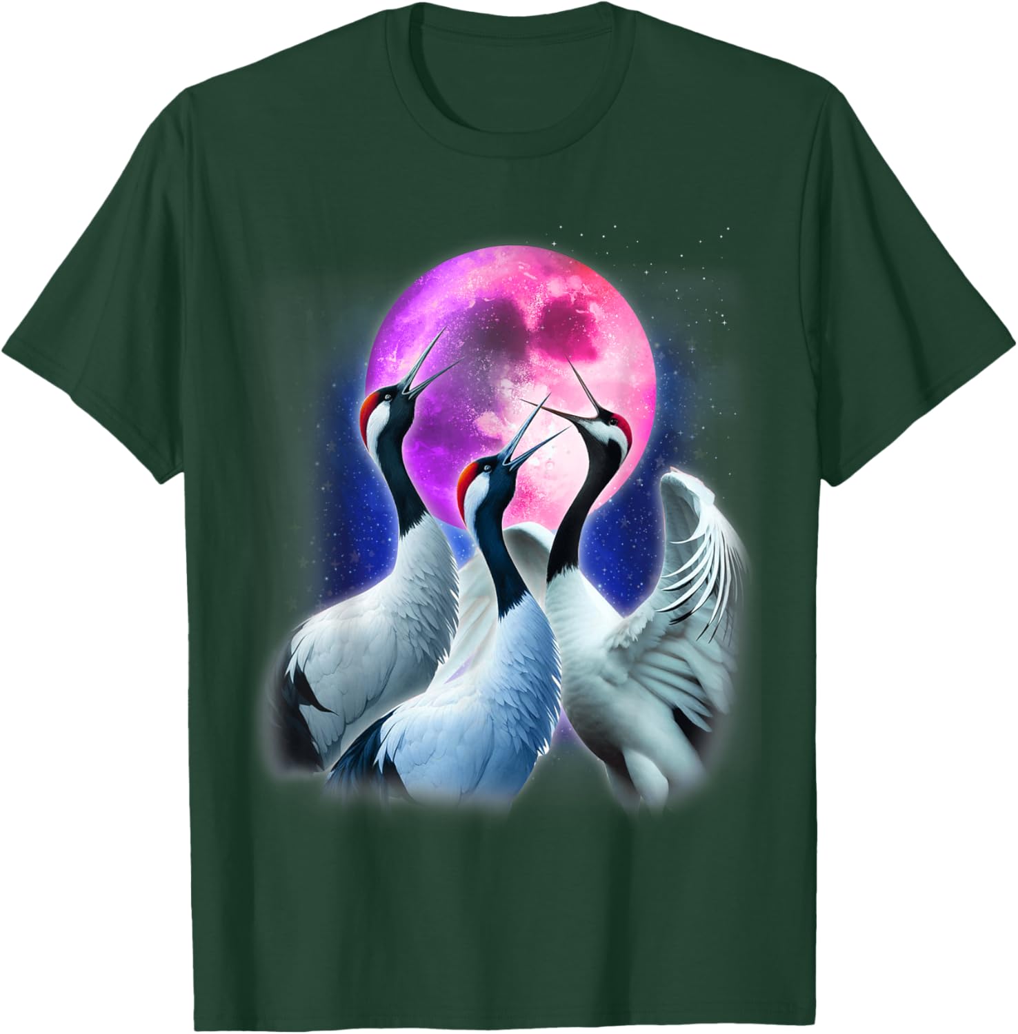 Funny Whooping Crane Howling at the Moon T-Shirt for Bird Lovers - 16