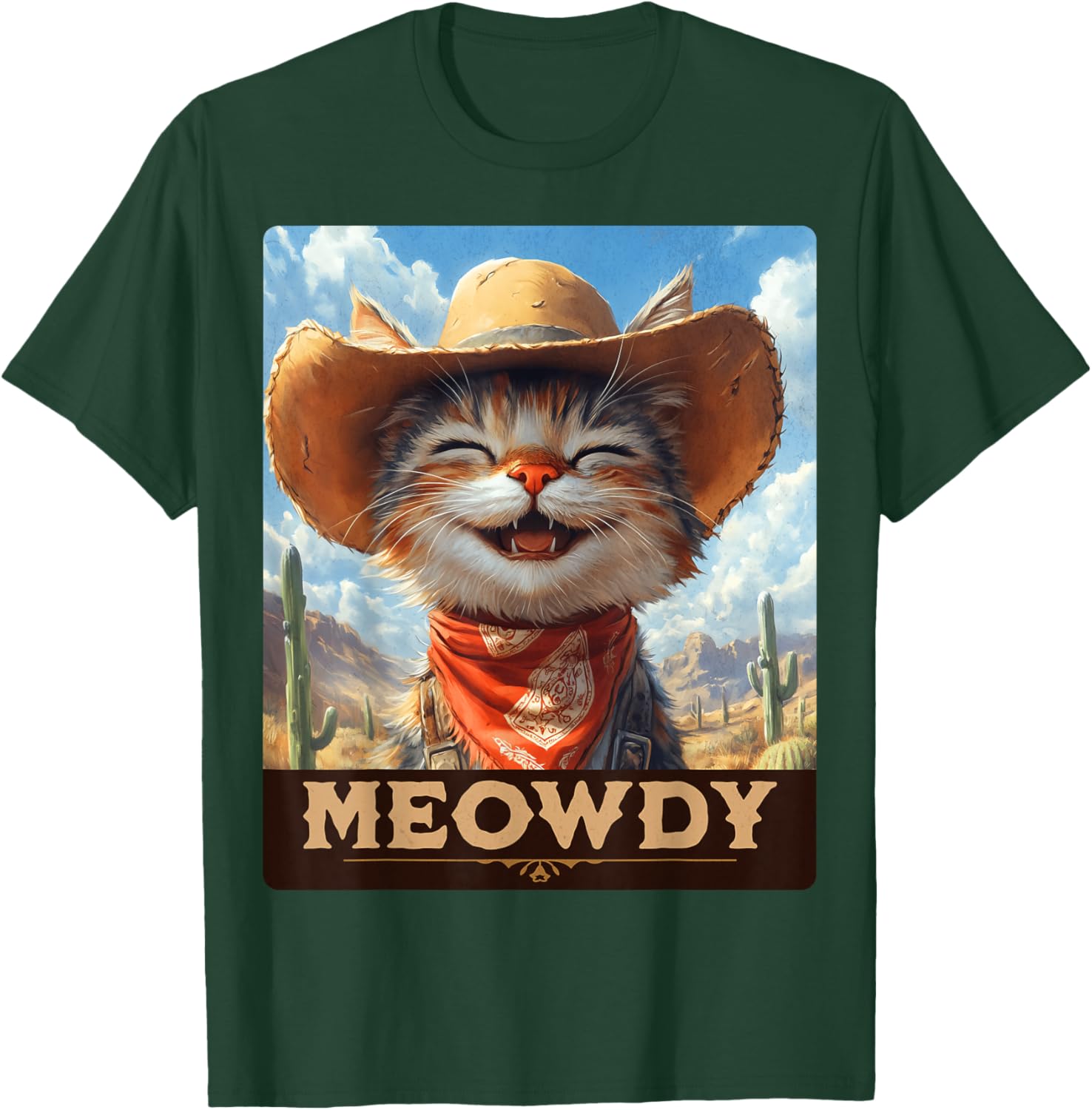 Meowdy Cowboy Cat T-Shirt - Wild West Feline Fun for Cat Lovers - 5
