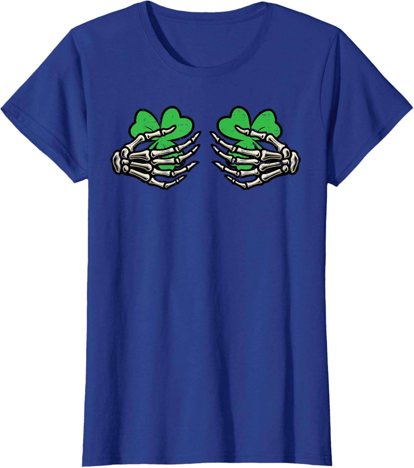 St Patricks Day Skeleton Hand Clover T-Shirt for Women - Fun Saint Patty's Style - 7