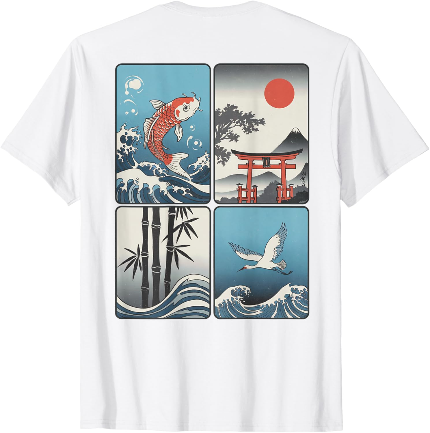 Japanese Koi Fish Great Wave Kanagawa T-Shirt with Kanji Design - 29