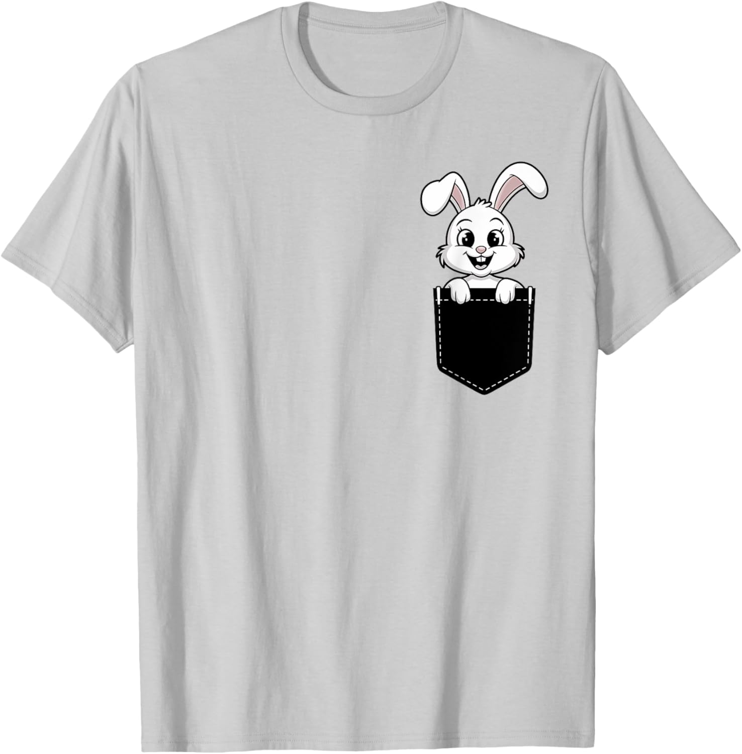 Cute Funny Rabbit in Pocket T-Shirt for Men and Women - Animal Lovers Design - 12