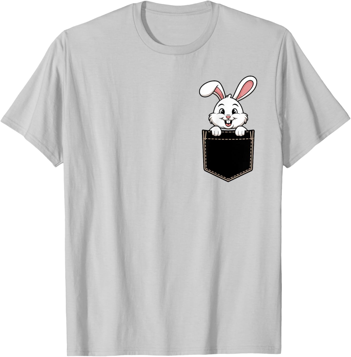 Cute Funny Rabbit Pocket T-Shirt for Men and Women - Adorable Animal Tee - 23