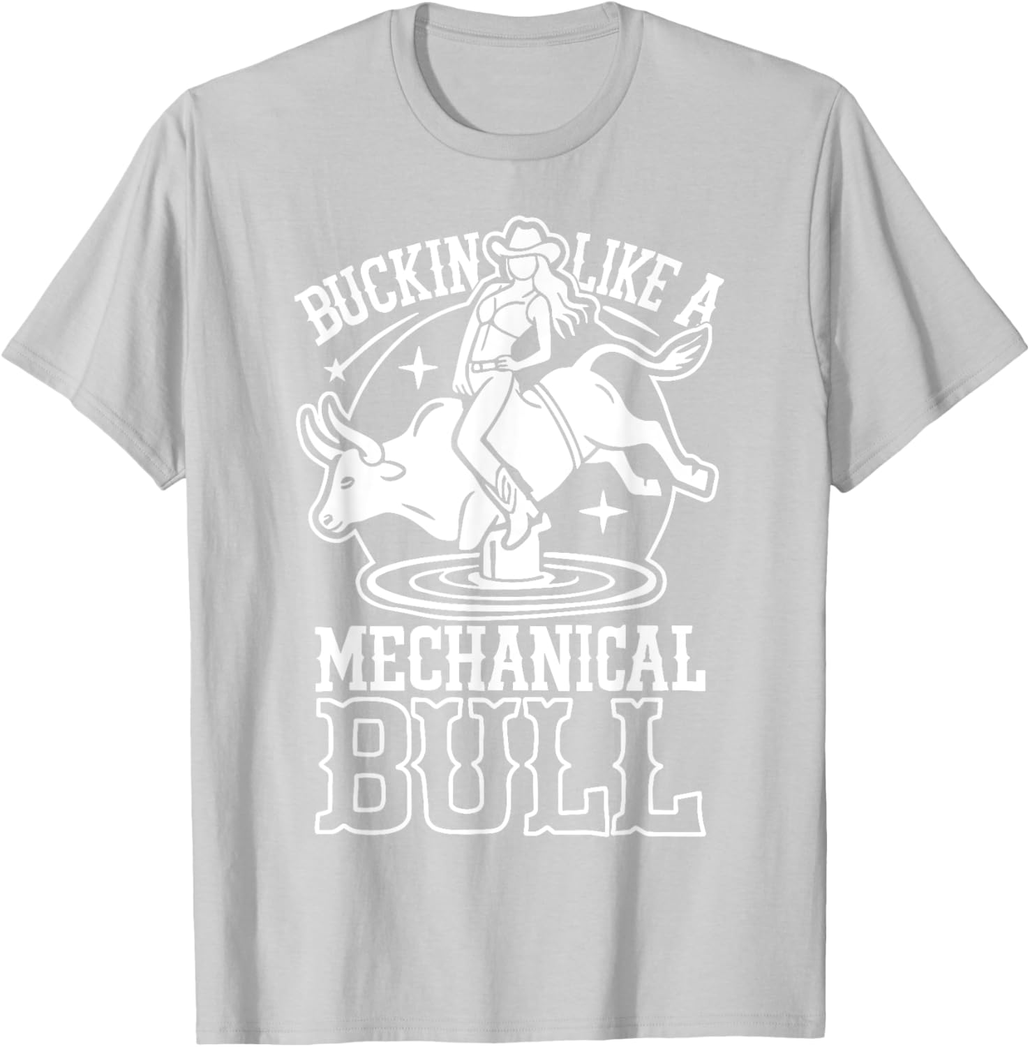 Funny Cowgirl T-Shirt Buckin Like a Mechanical Bull Rodeo Apparel - 15