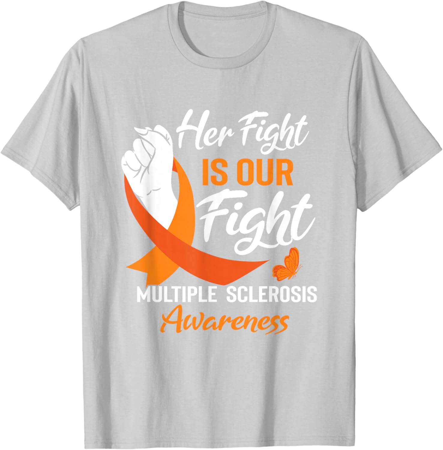 MS Multiple Sclerosis Awareness Orange Ribbon T-Shirt for Supporters - 17