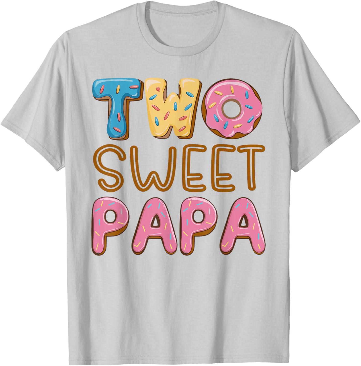 Papa of Two Sweet Donuts Birthday T-Shirt for Dad - Cute Party Wear - 5