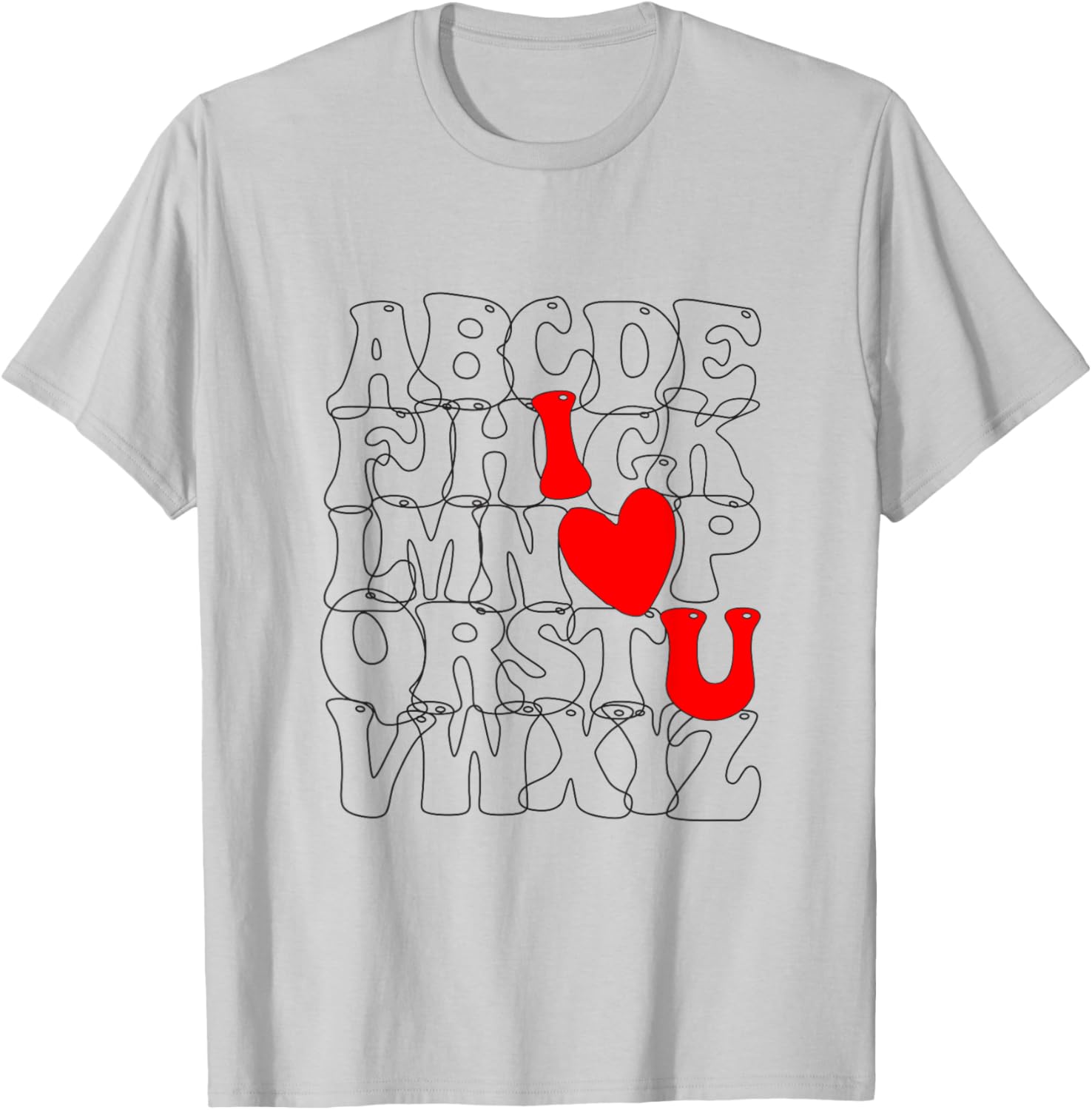 Cute Alphabet ABC I Love You Heart T-Shirt for Valentine's Day Fun - 3