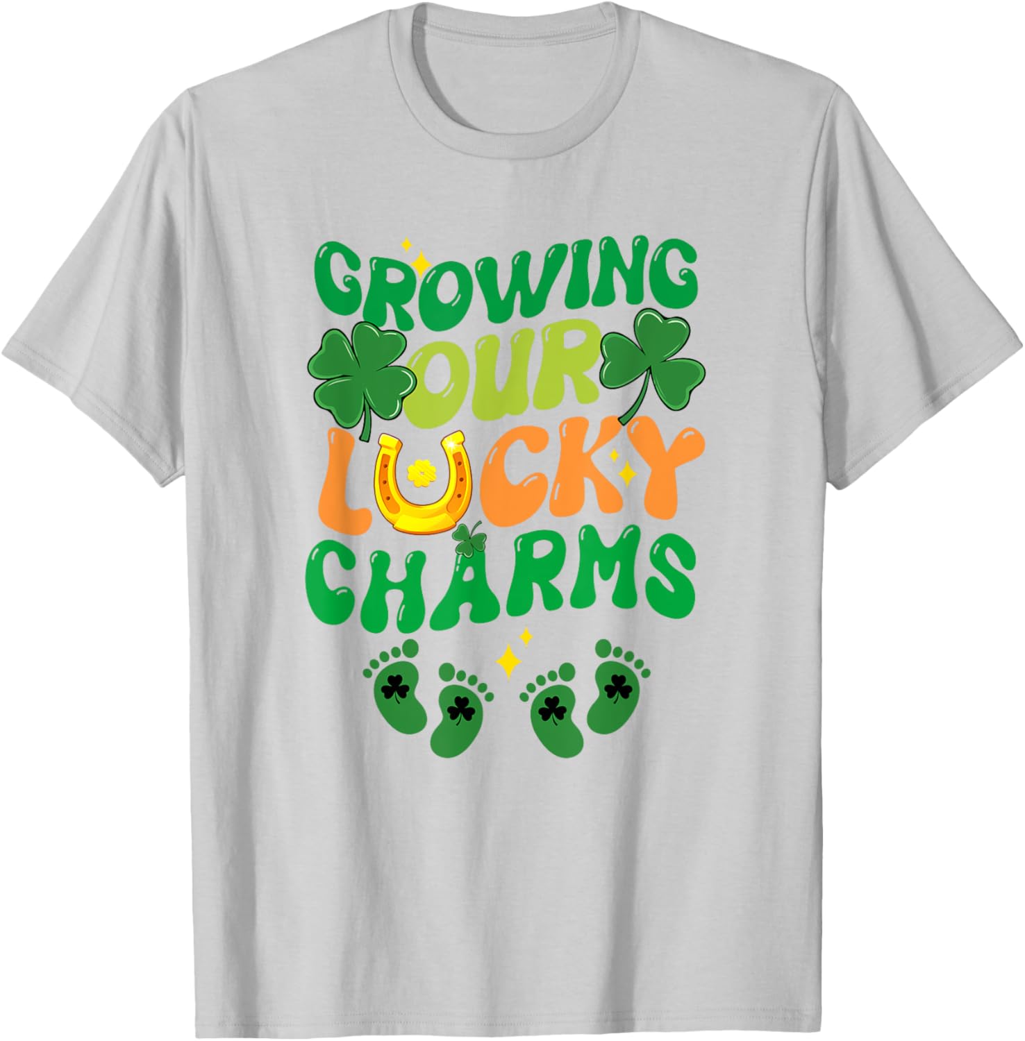 St Patrick's Day Pregnancy T-Shirt for Twin Moms with Lucky Charms Design - 15