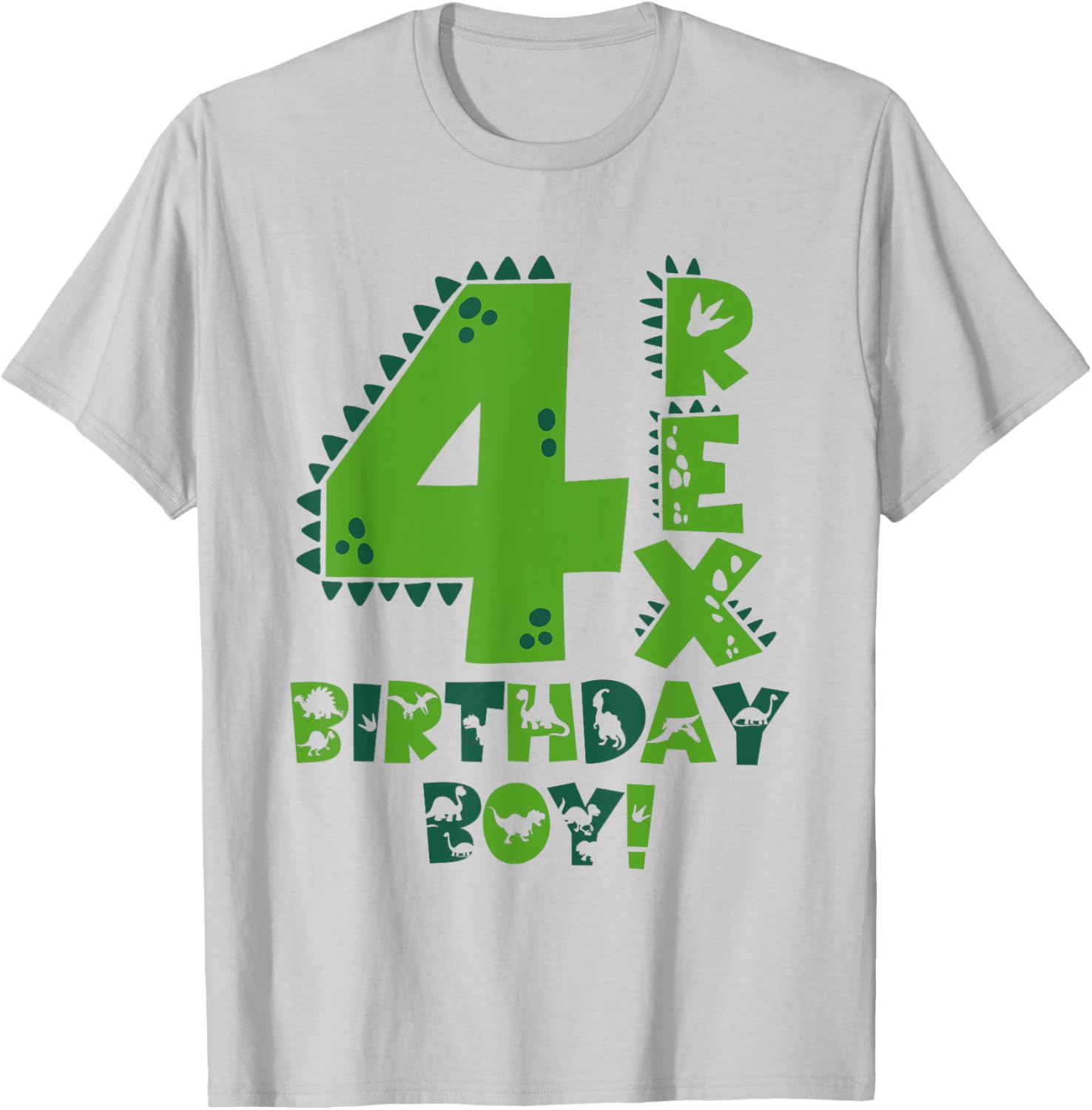 Fun Four Rex Dinosaur T-Shirt for 4-Year-Old Birthday Boys - 4