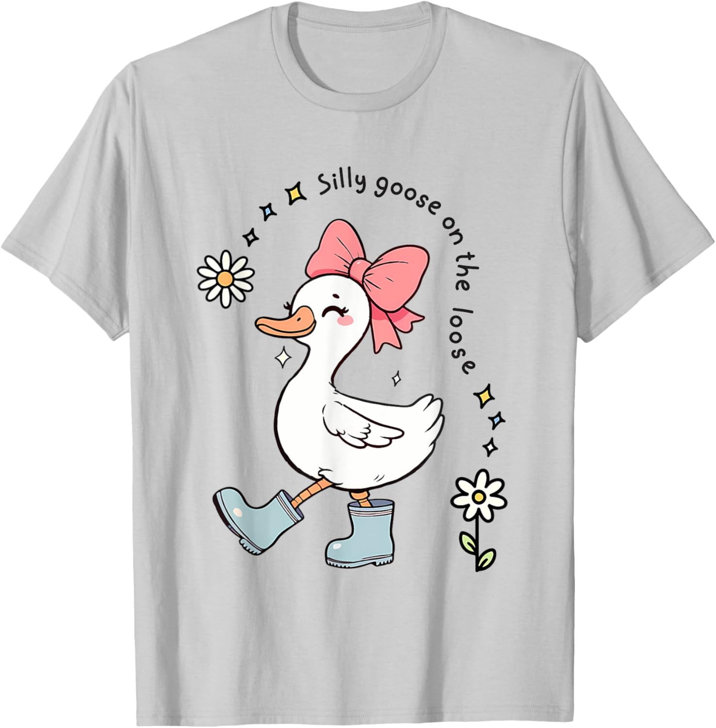 Funny Silly Goose On The Loose Kids T-Shirt for Girls - Adorable Design - 1