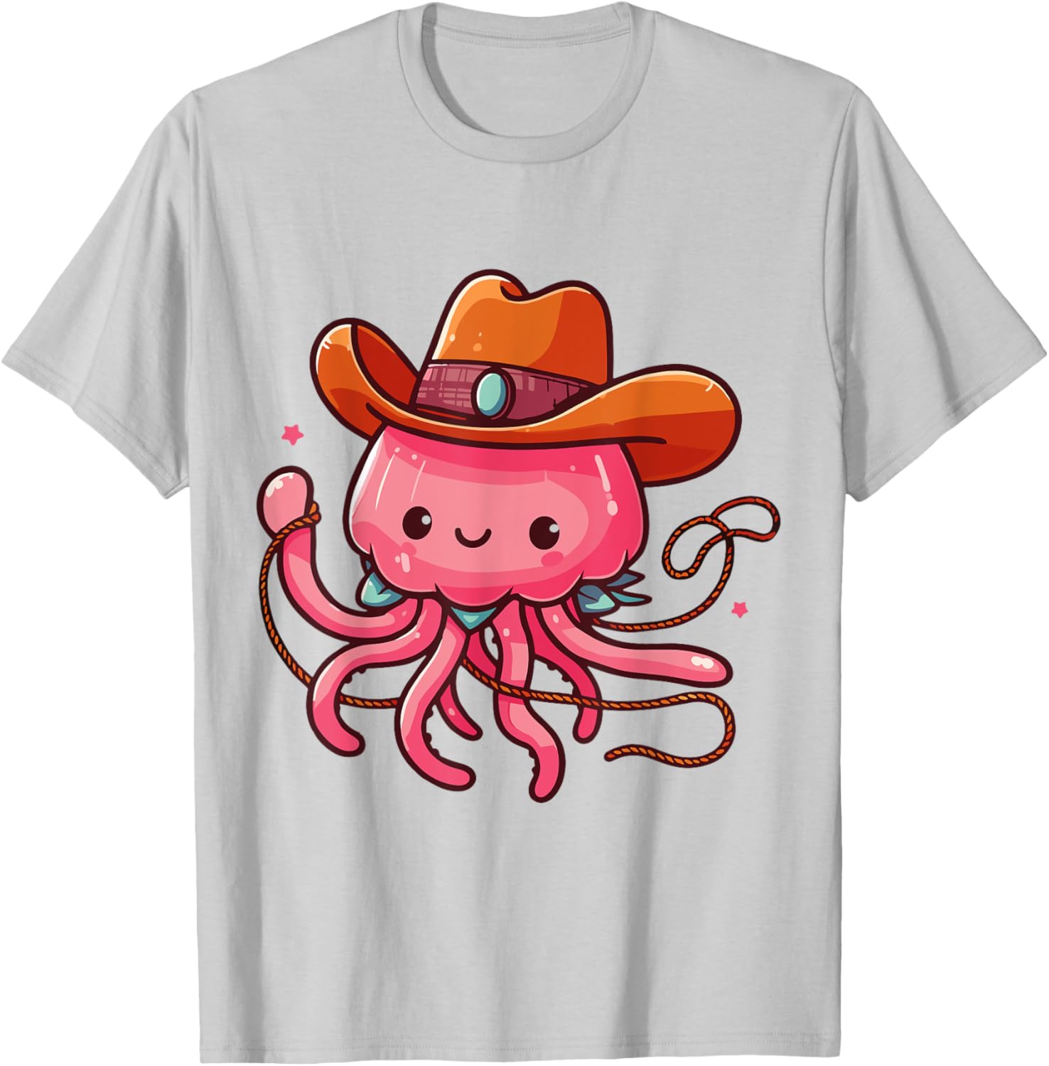 Western Rodeo Cowboy Hat and Jellyfish Texas Animals T-Shirt for Men - 23
