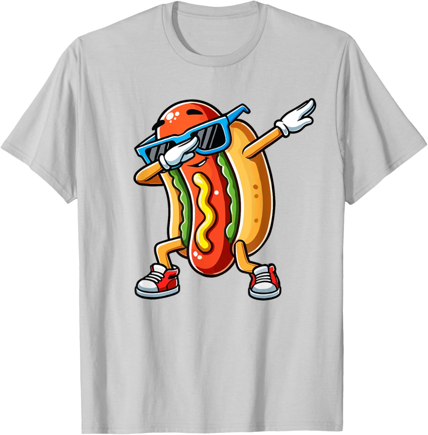 Funny Dabbing Hotdog Sunglasses T-Shirt for Kids Who Love Dogs and Hotdogs - 16