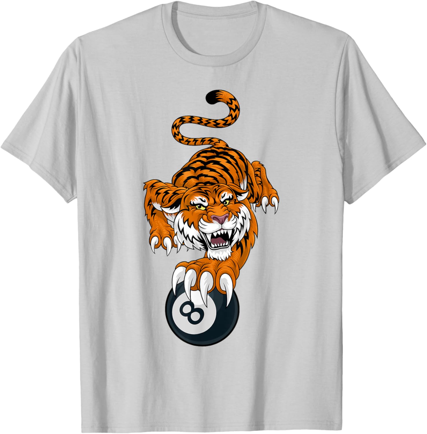 Tiger Angry Pool 8 Ball Billiards Cartoon Character T-Shirt for Fun Style - 11