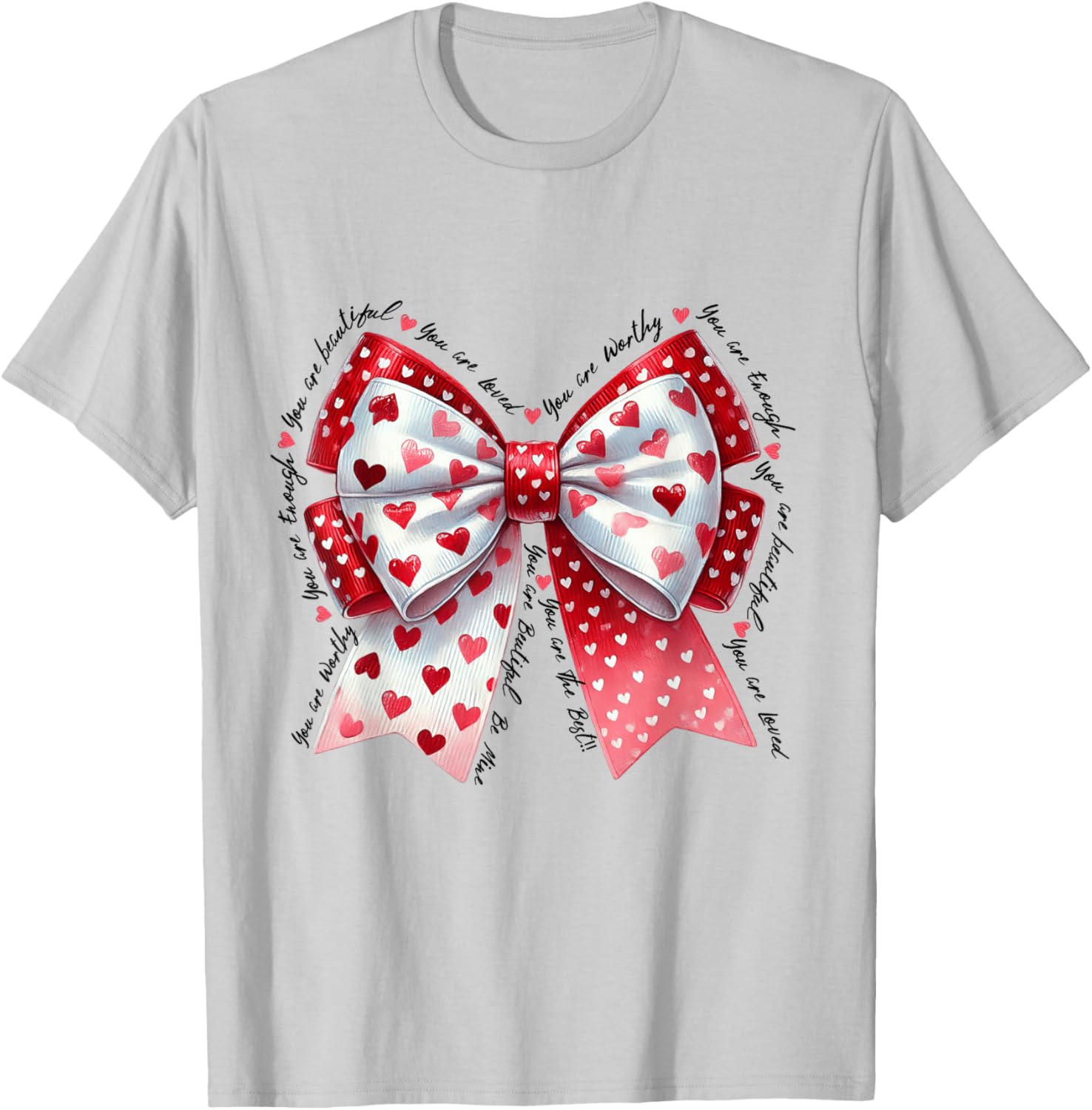 Adorable Cute Coquette Bow Ribbon Valentines Day T-Shirt for Women - 2