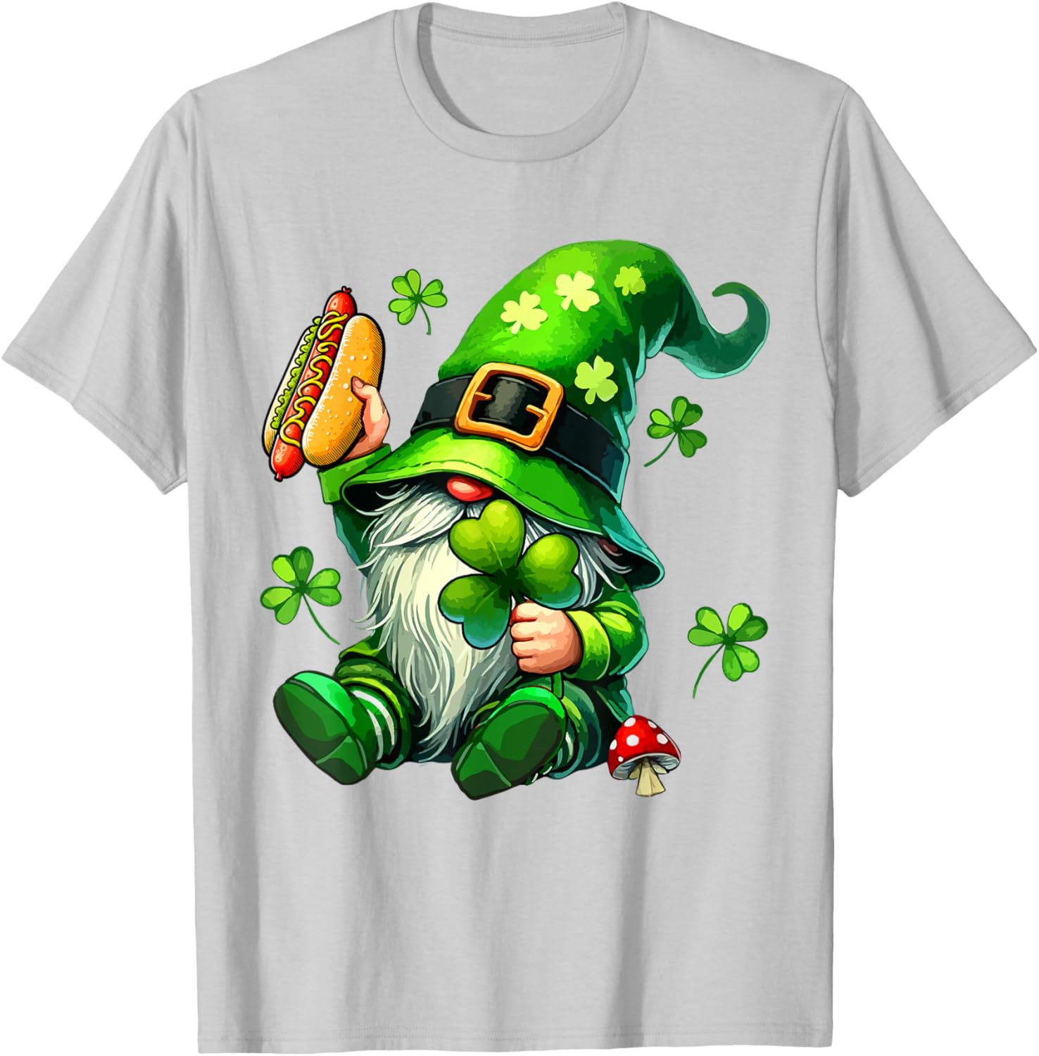 Gnome Eating Hot Dog St. Patrick's Day T-Shirt for Food Lovers - 6