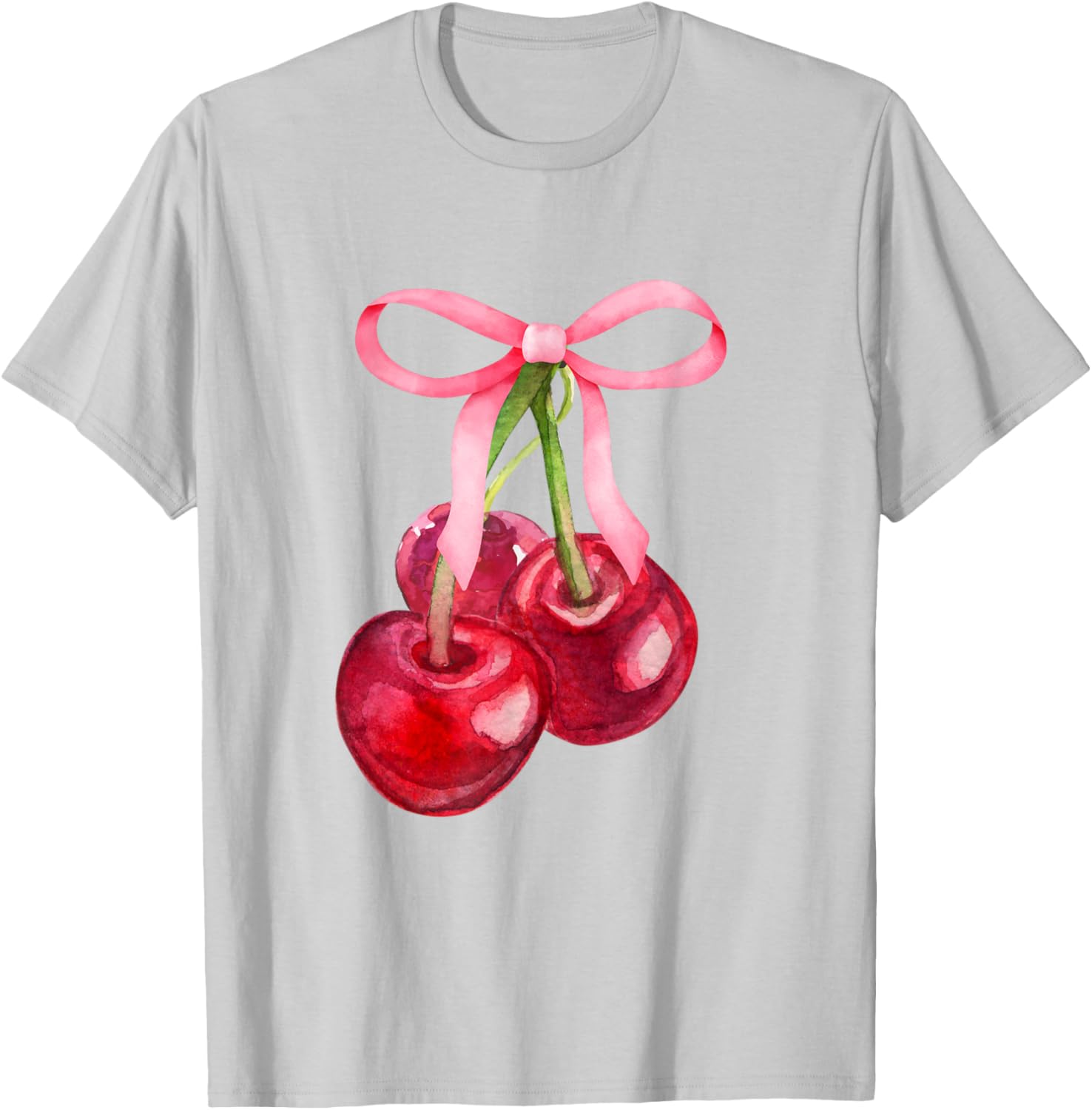 Coquette Red Cherry Pink Bows Preppy Girls T-Shirt for Stylish Kids - 10