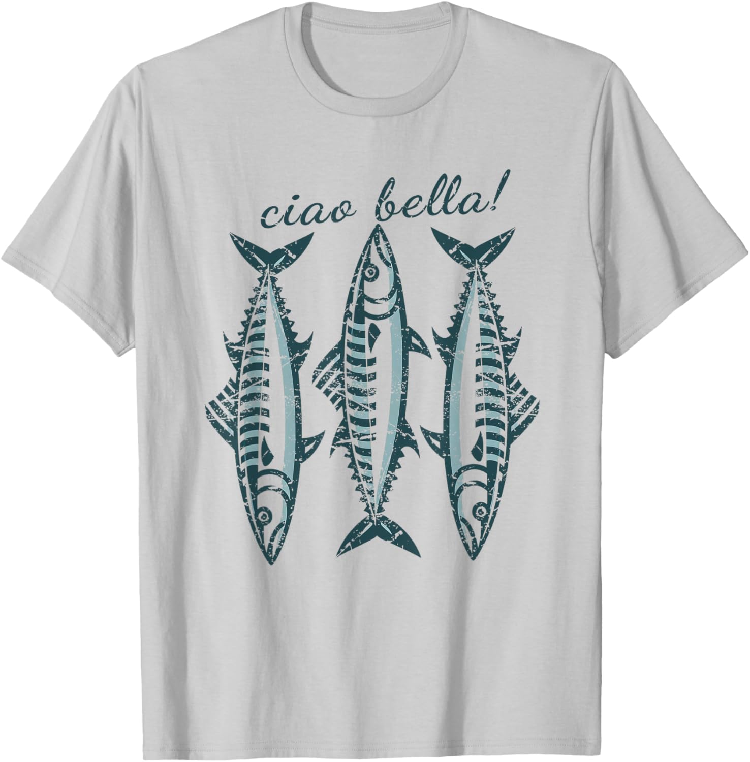 Coastal Italian Fisherman T-Shirt featuring Sardines and Mackerel Design - 2