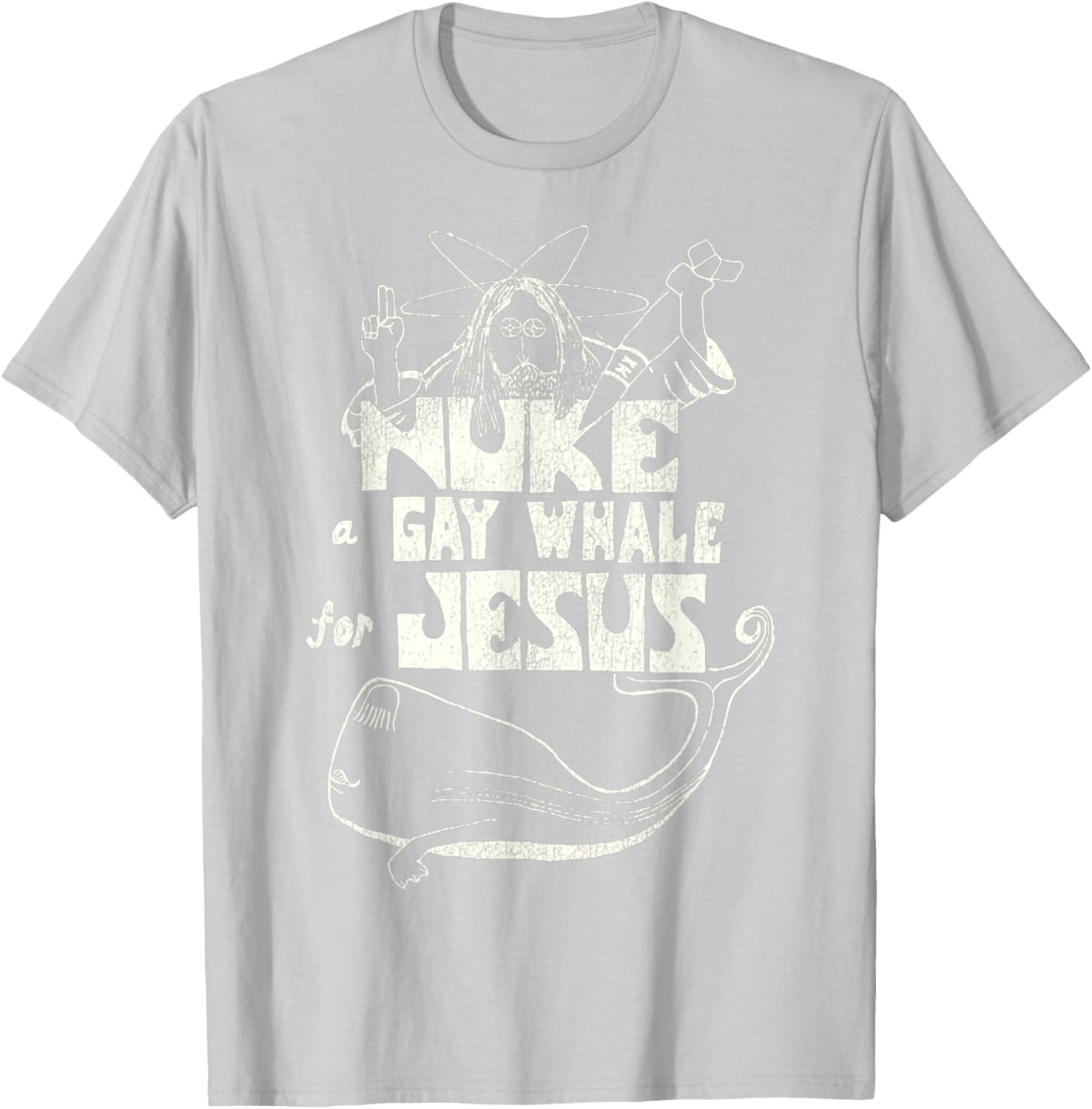 Funny Vintage 80s Nuke a Gay Whale For Jesus T-Shirt for Social Advocacy - 9