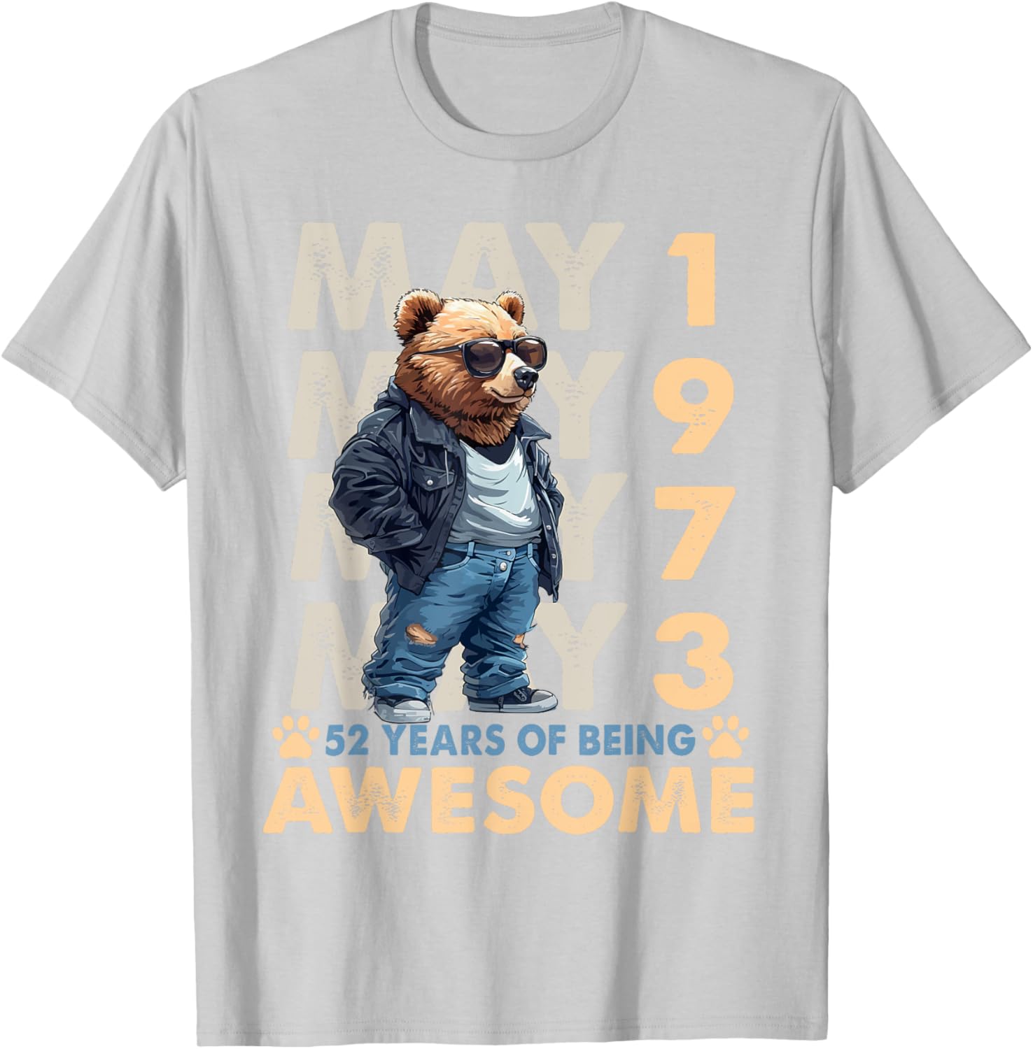 Celebrate 52 Years with a May 1973 Birthday Bear Men's T-Shirt - 2