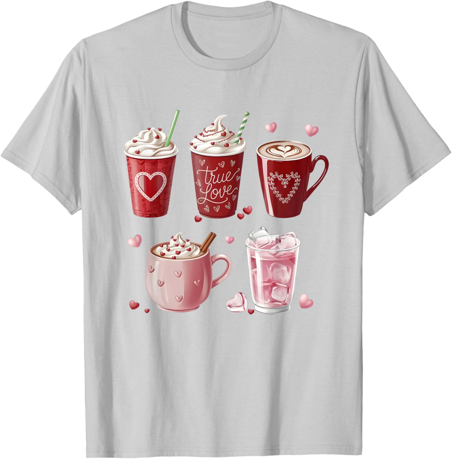 Coffee Lover Valentine T-Shirt Cute Coffee Cups Design for Him or Her - 17