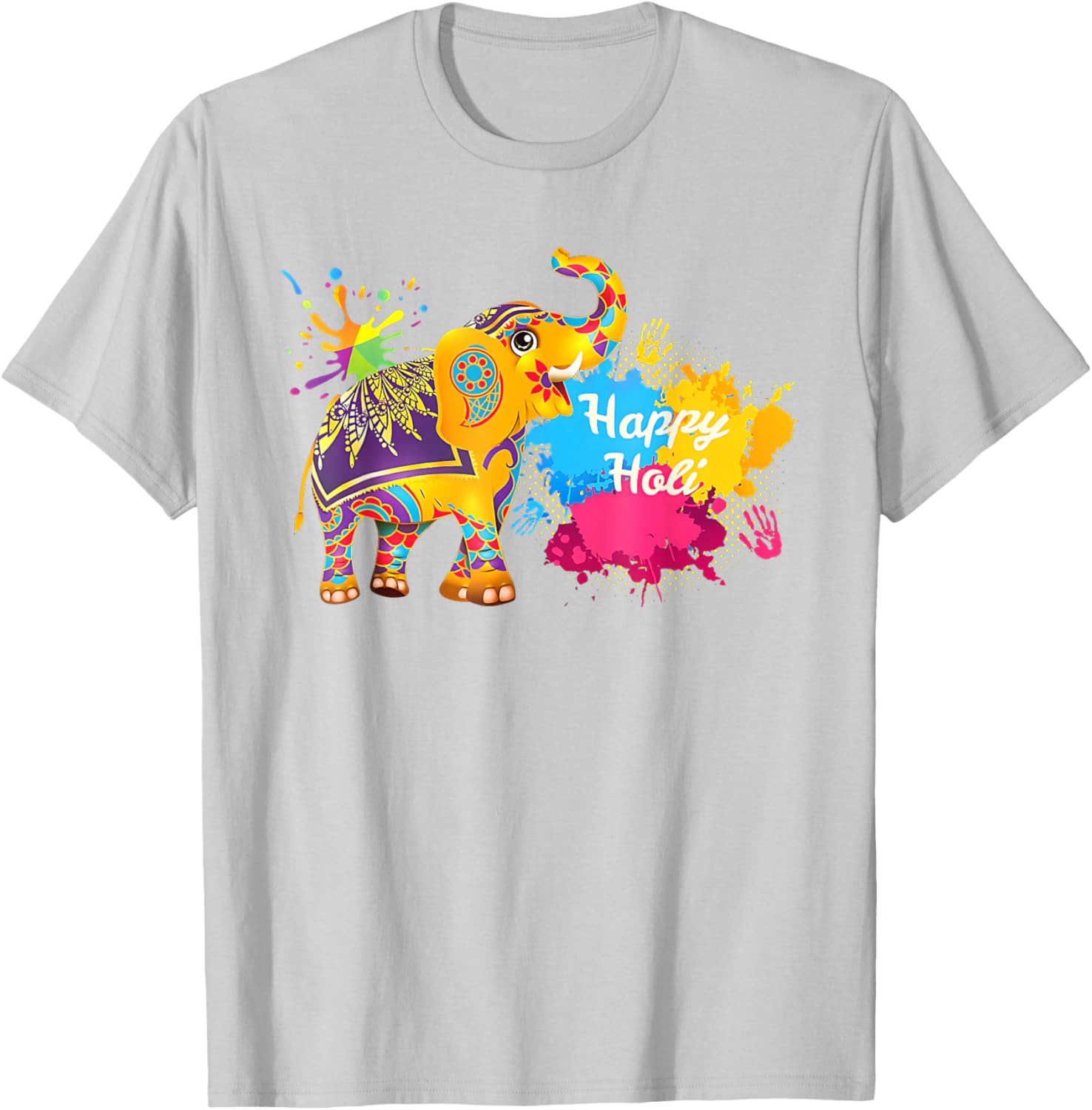 Happy Holi Elephant T-Shirt for Men, Women, and Kids - Colorful India Apparel - 15