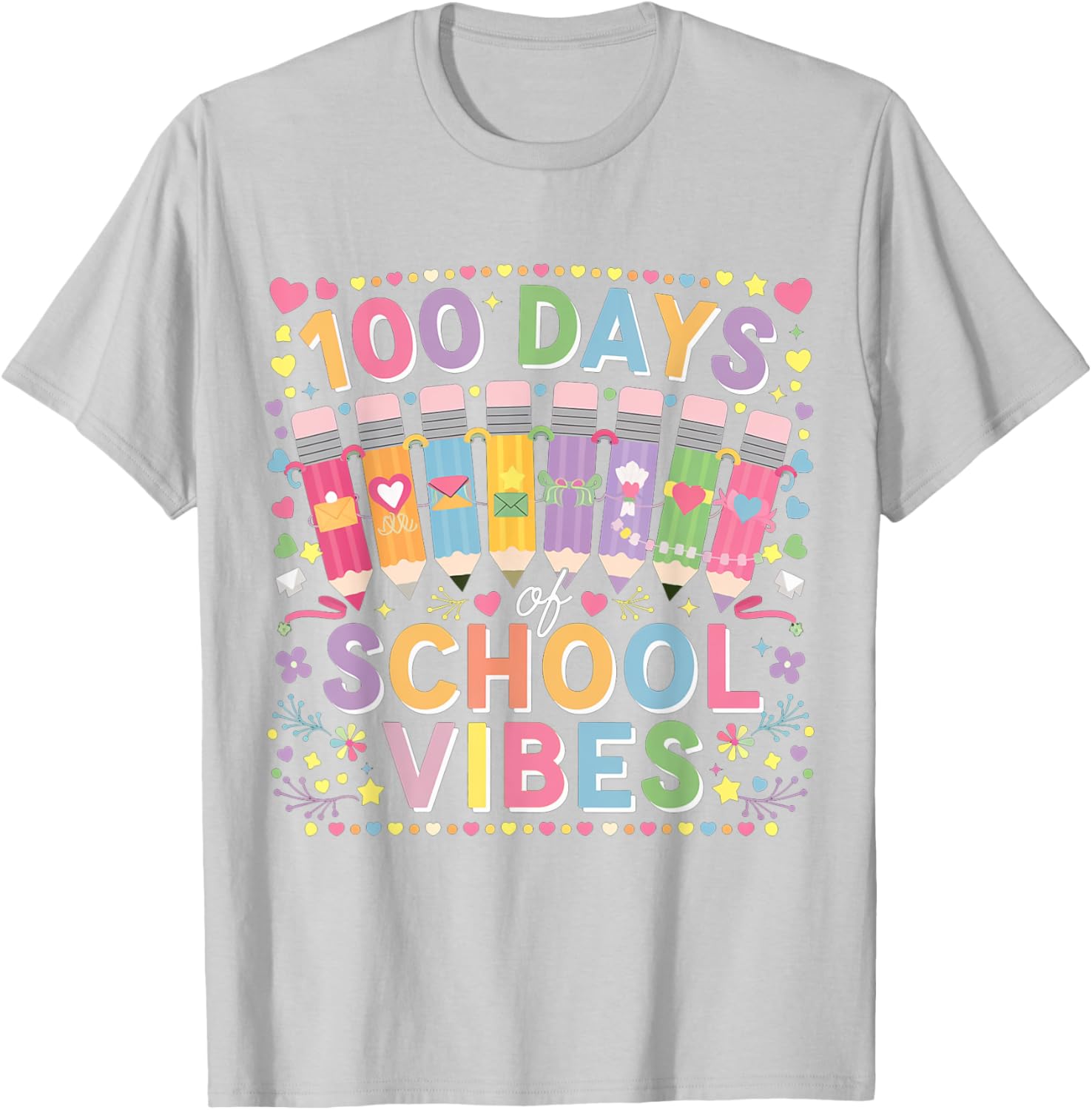 Cute Heart 100th Day of School T-Shirt for Kids Fun Celebration Wear - 3