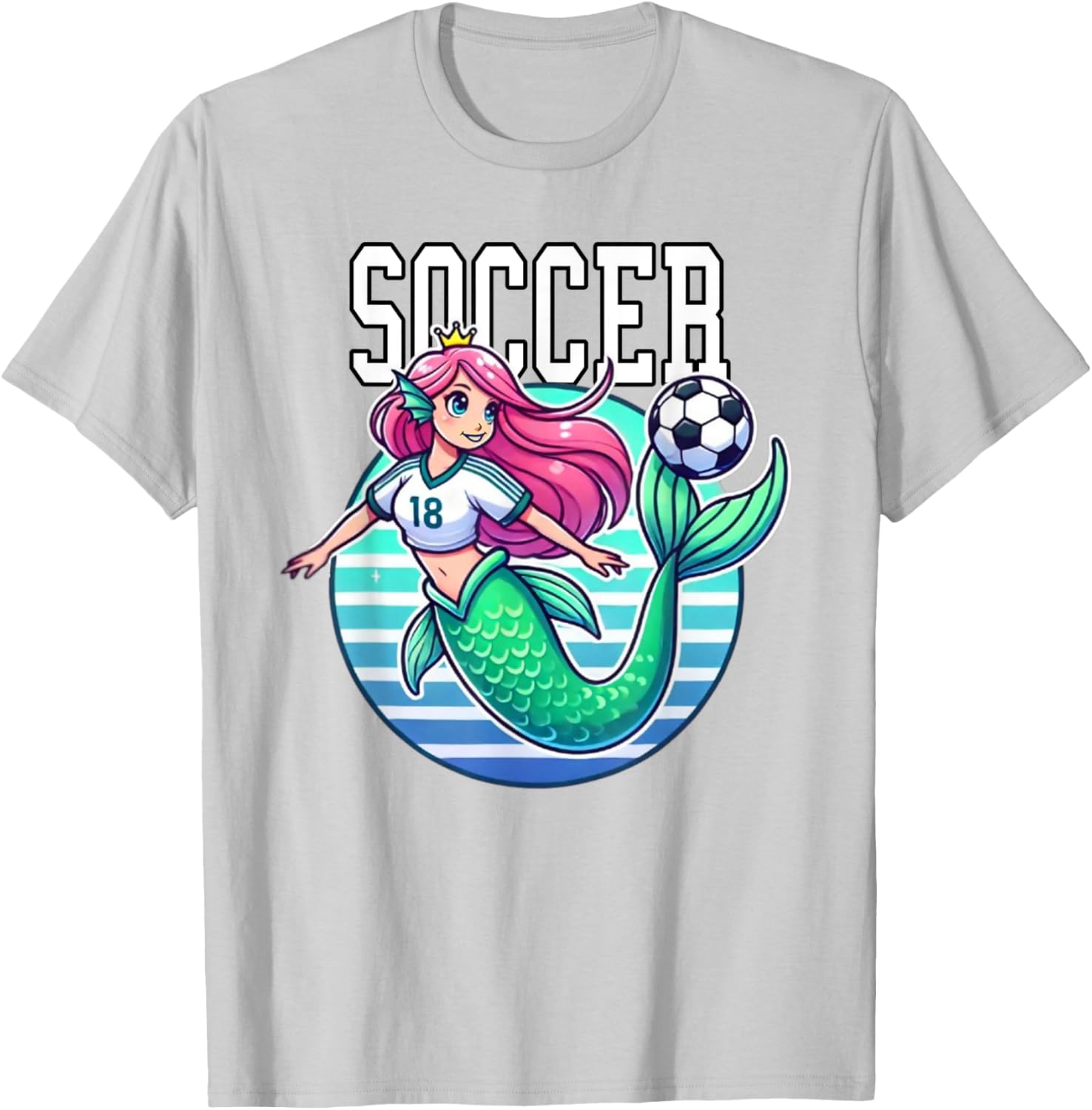 Soccer Mermaid Playing Soccer T-Shirt for Fans of Fun Sports Apparel - 11