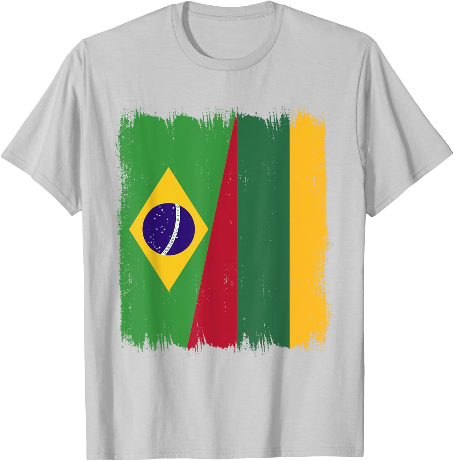 Brazil Lithuania Half Flag Roots T-Shirt for Proud Brazilian Lithuanians - 26