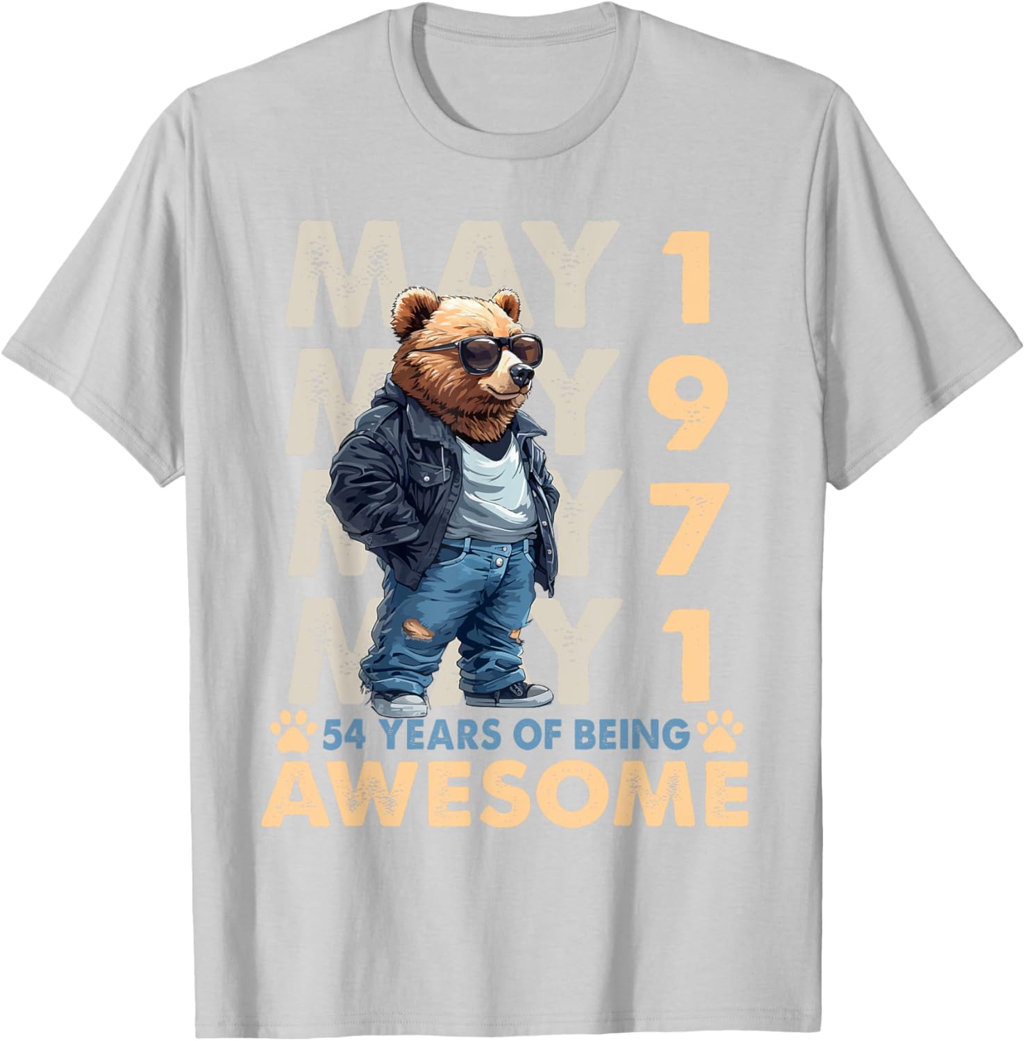 54th Birthday Bear Legends May 1971 T-Shirt for Men - Fun Gift Idea - 4