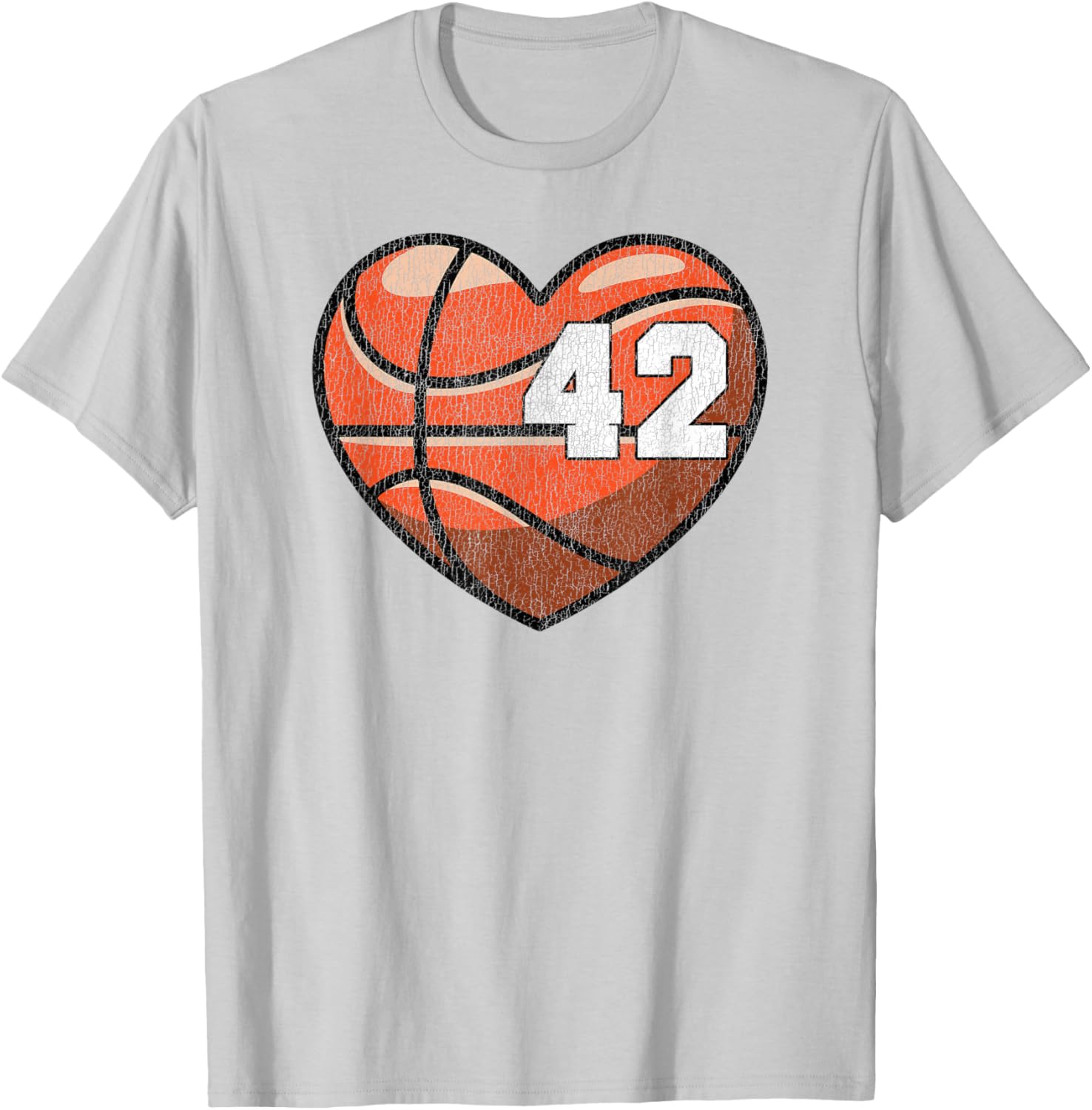 Distressed Heart Design Basketball Number 42 T-Shirt for Fans - 14