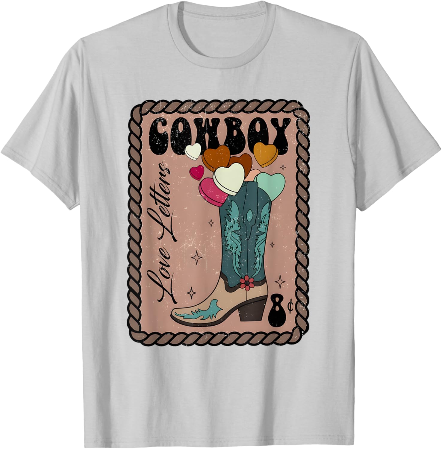 Cute Cowboy Love Letter Retro Valentine T-Shirt for Western Lovers - 23