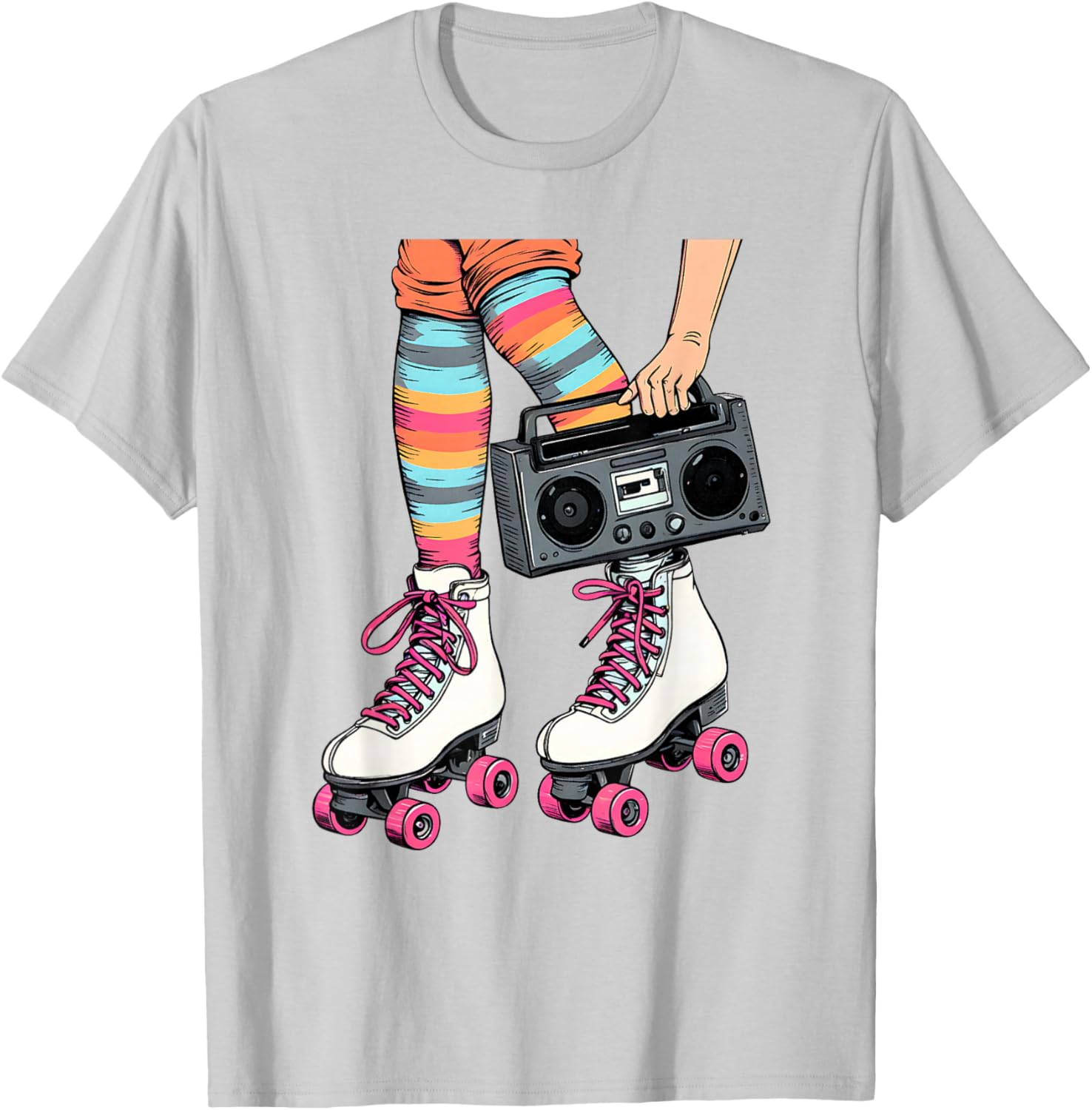 Retro Rollerskates Boombox T-Shirt for Fun 80's 90's Girls Vibes - 11