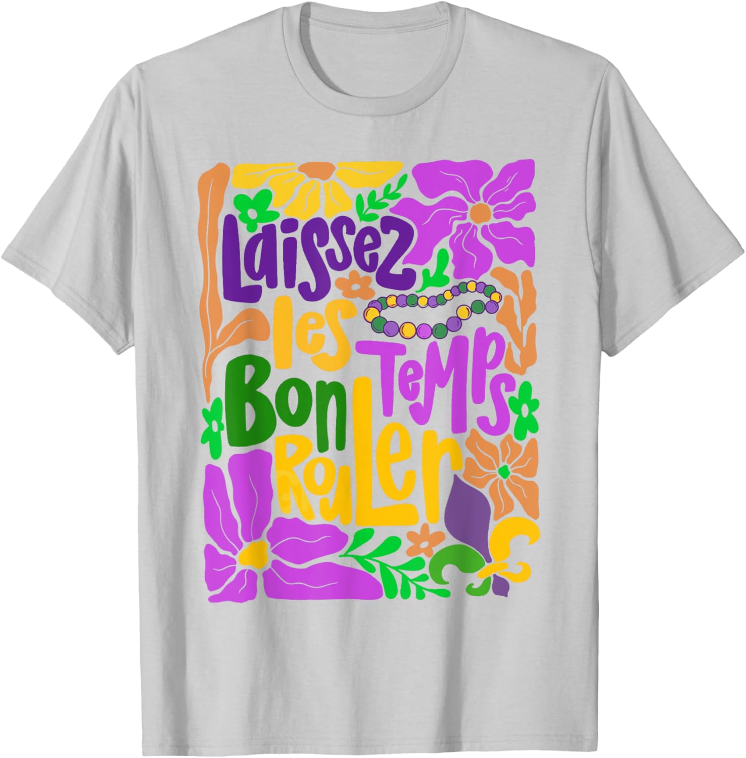Laissez Les Bon Temps Rouler Mardi Gras Boho Floral T-Shirt for Fun Celebrations - 16