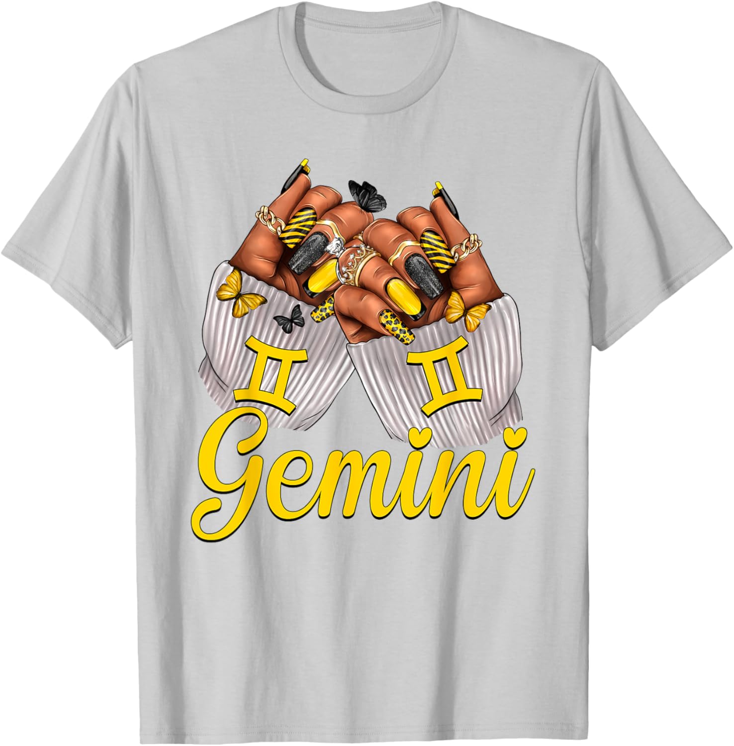 Gemini Black Women Nails Zodiac Birthday Queen T-Shirt for Astrologers - 19