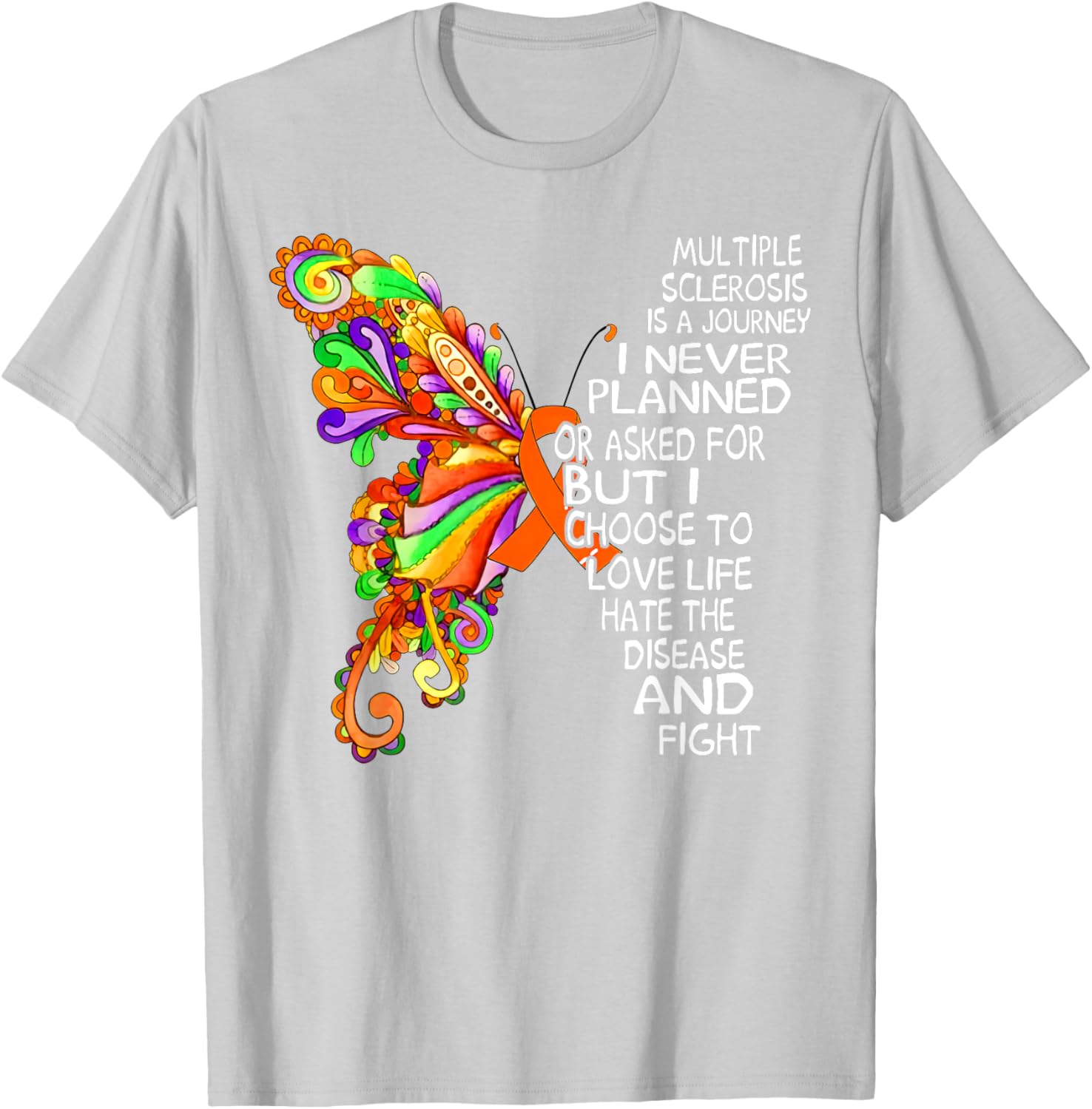 Butterfly Ribbon MS Warrior T-Shirt for Multiple Sclerosis Awareness - 9