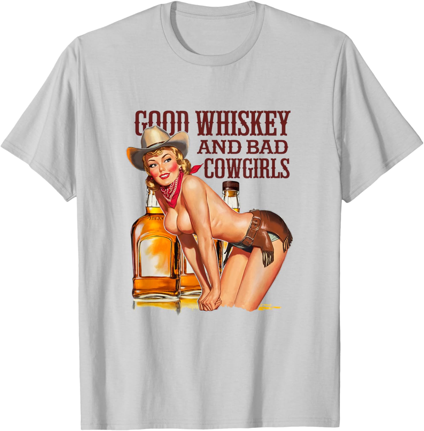 Funny Vintage Good Whiskey and Bad Cowgirls T-Shirt for Alcohol Lovers - 8