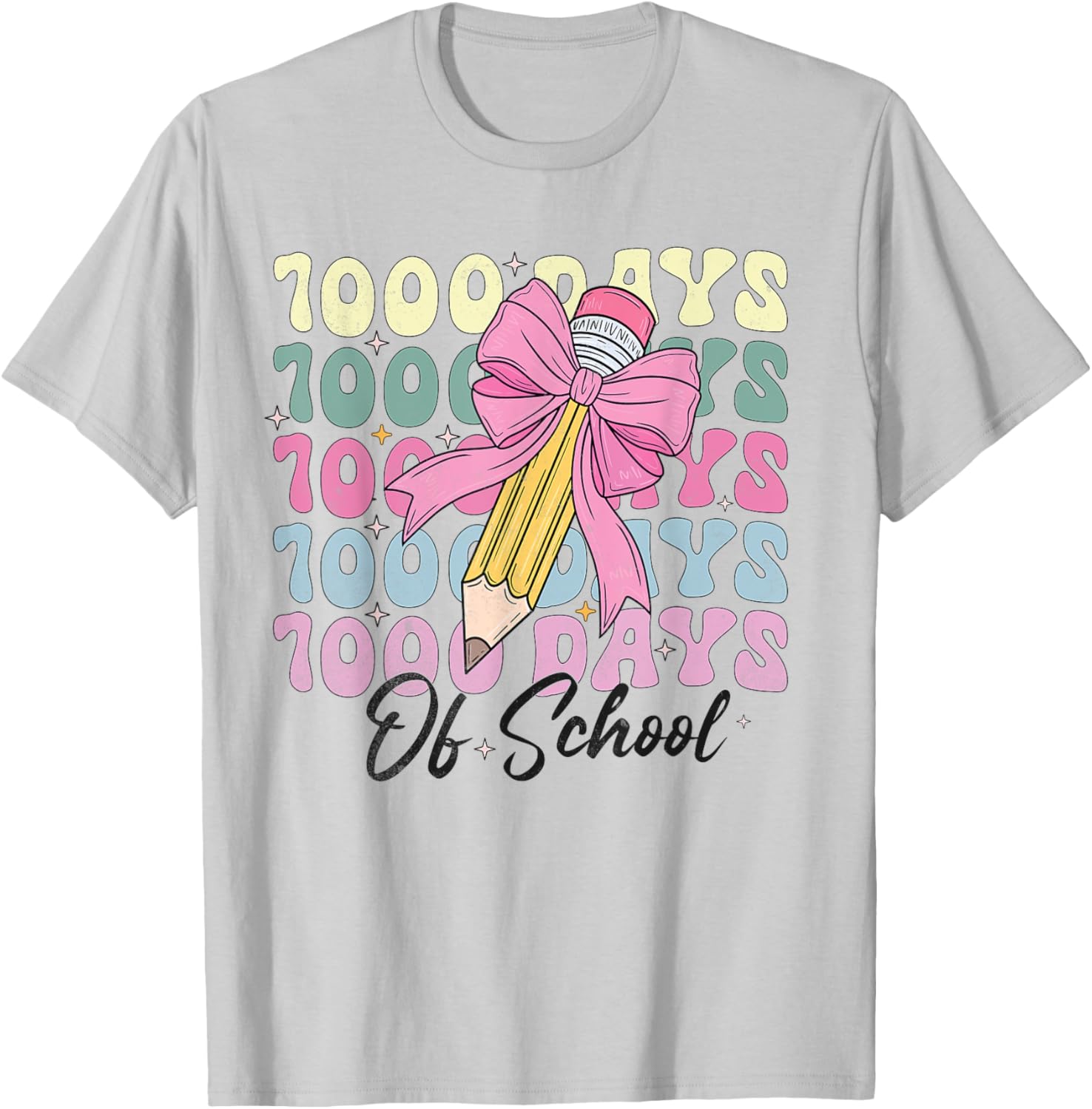 1000 Days of School Girls Coquette Bow T-Shirt for Celebration Fun - 3