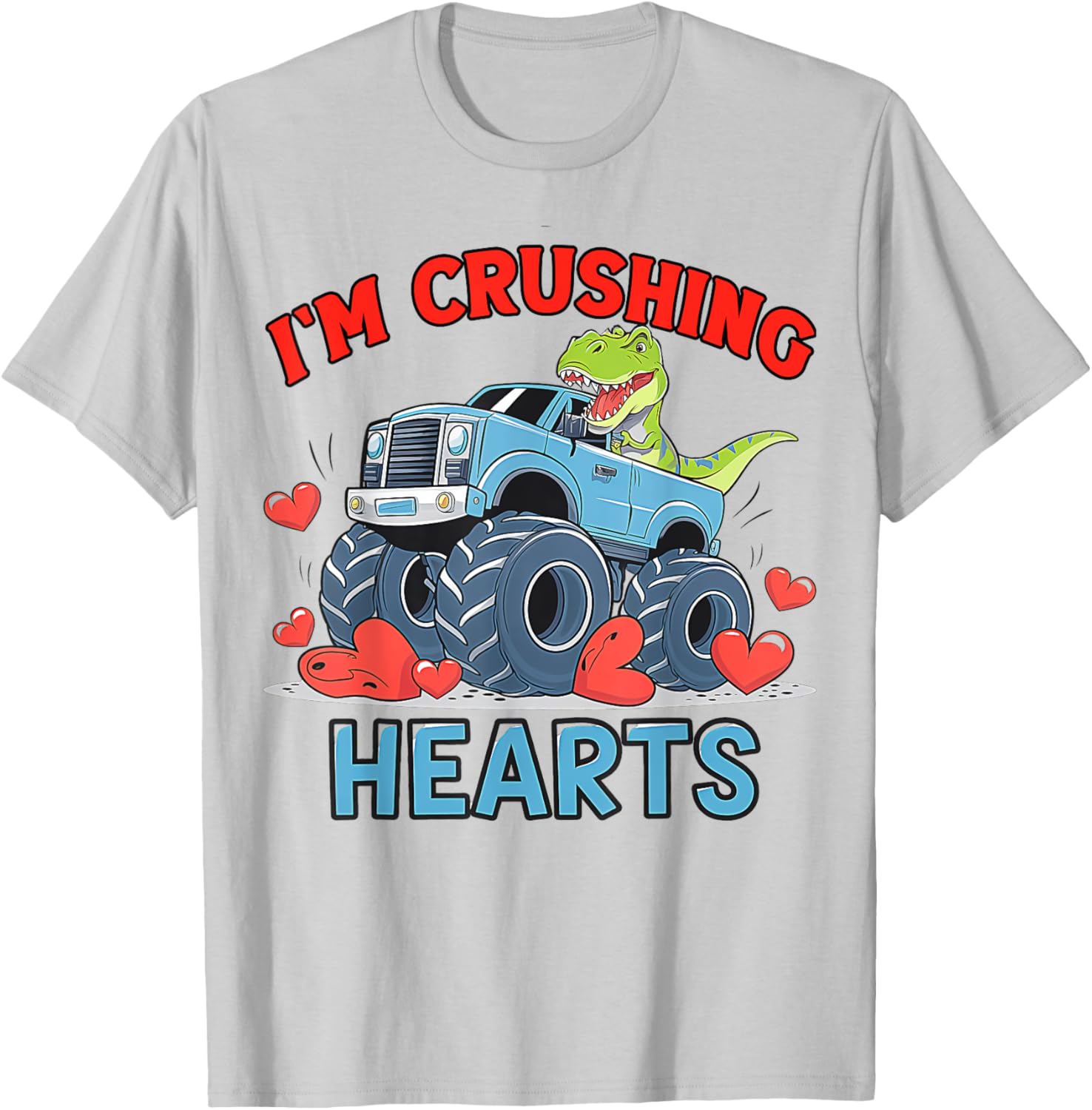 Hearts Crusher Monster Truck Valentine's Day T-Shirt for Kids and Adults - 20