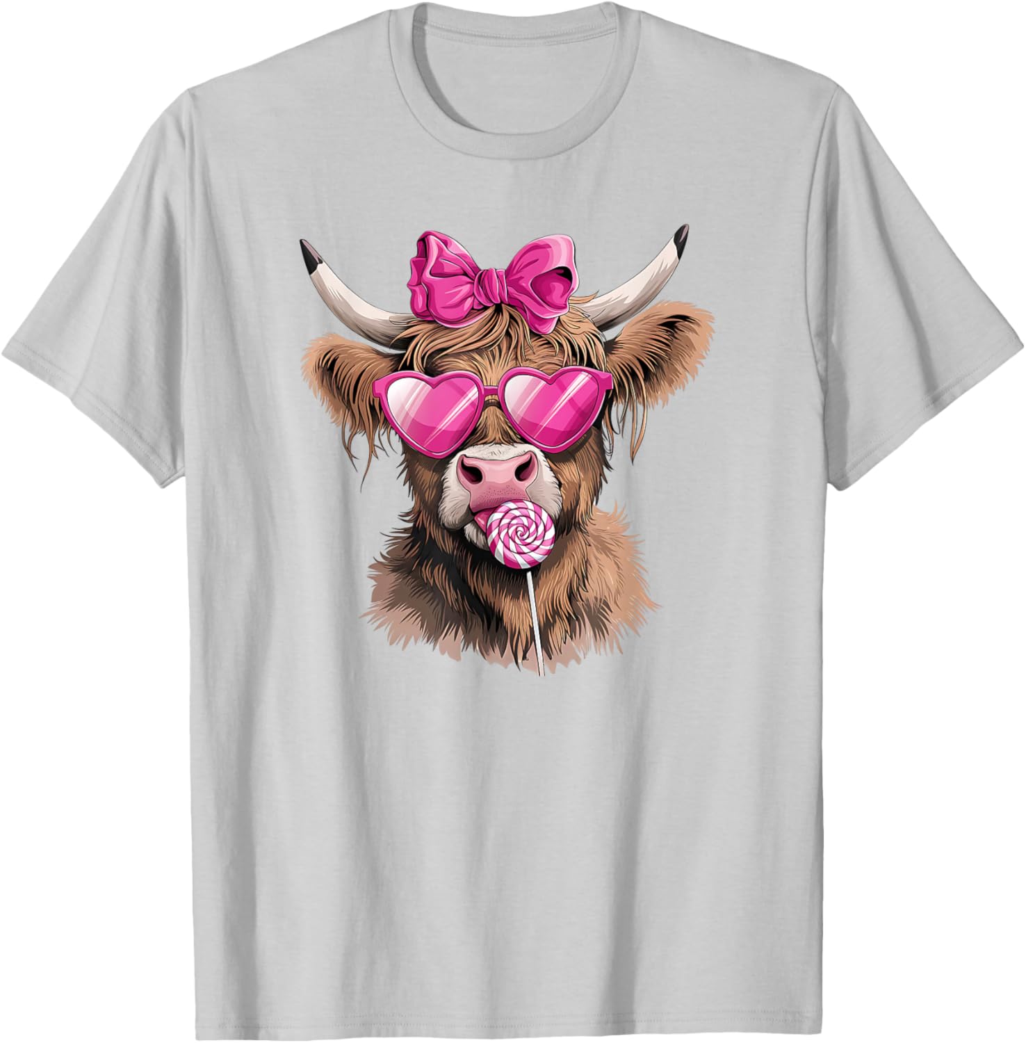 Adorable Cow with Bow Women's T-Shirt Perfect for Valentine's Day Gift - 1