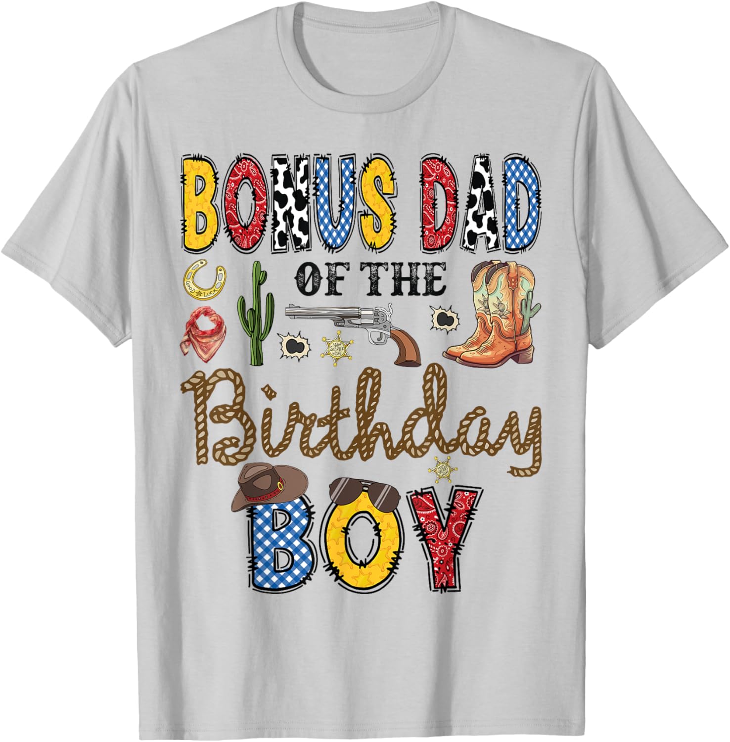Bonus Dad Birthday Boy Cowboy Rodeo T-Shirt for Proud Stepdads - 2