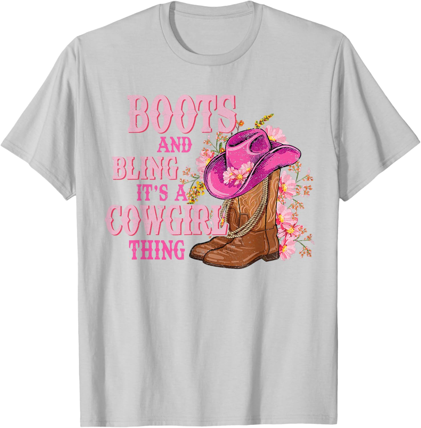Cowgirl Style Boots and Bling Rodeo Love T-Shirt for Country Girls - 14