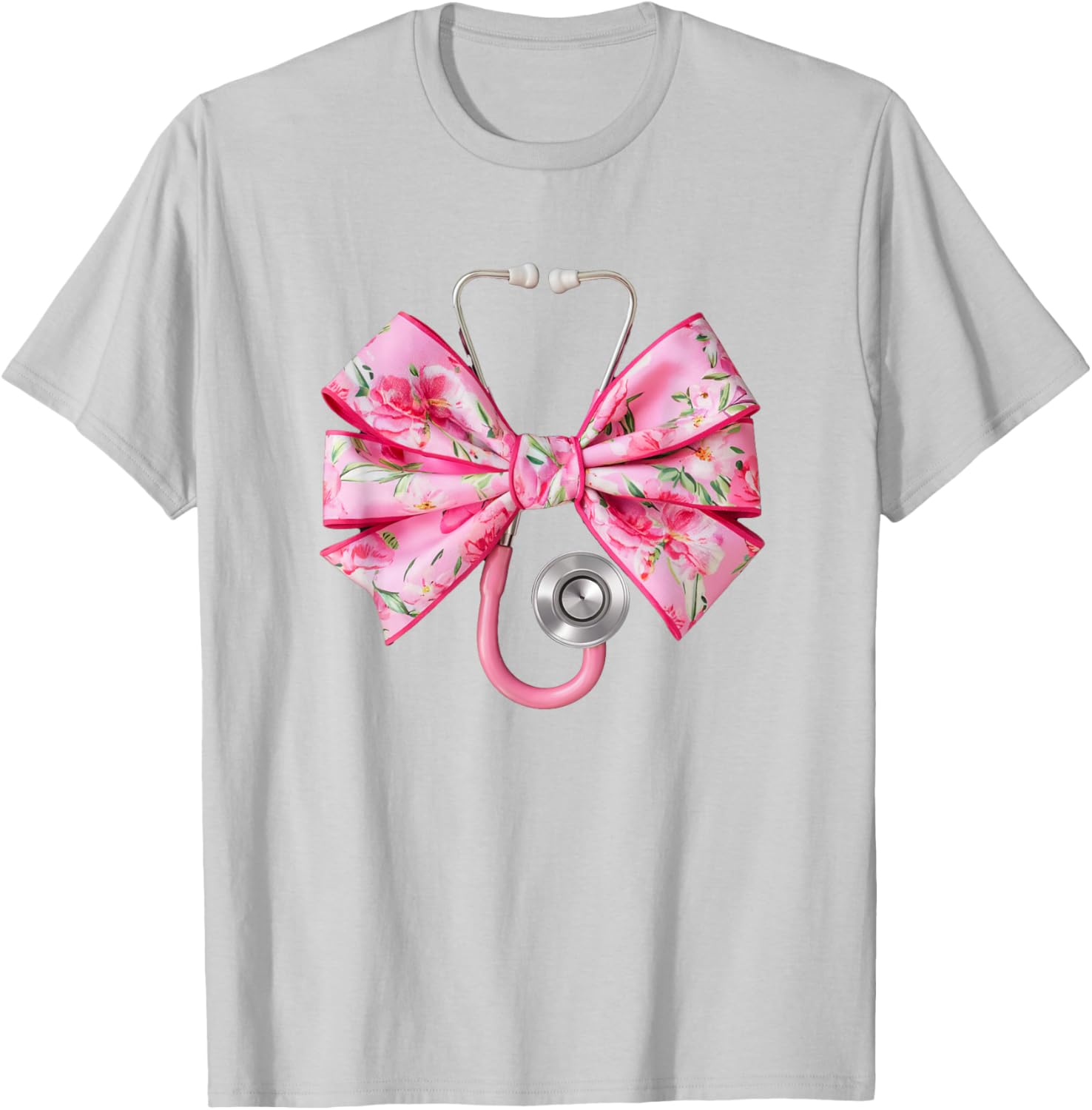 Pink Coquette Nurse Stethoscope Bow T-Shirt for Nurse Appreciation Gift - 25