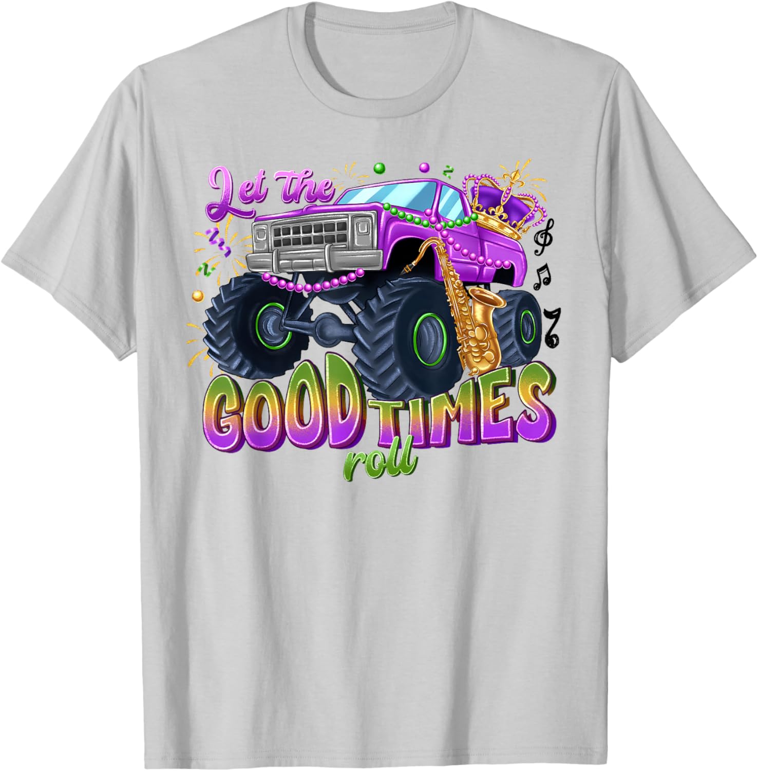 Mardi Gras Monster Truck T-Shirt for Kids Let the Good Times Roll - 2