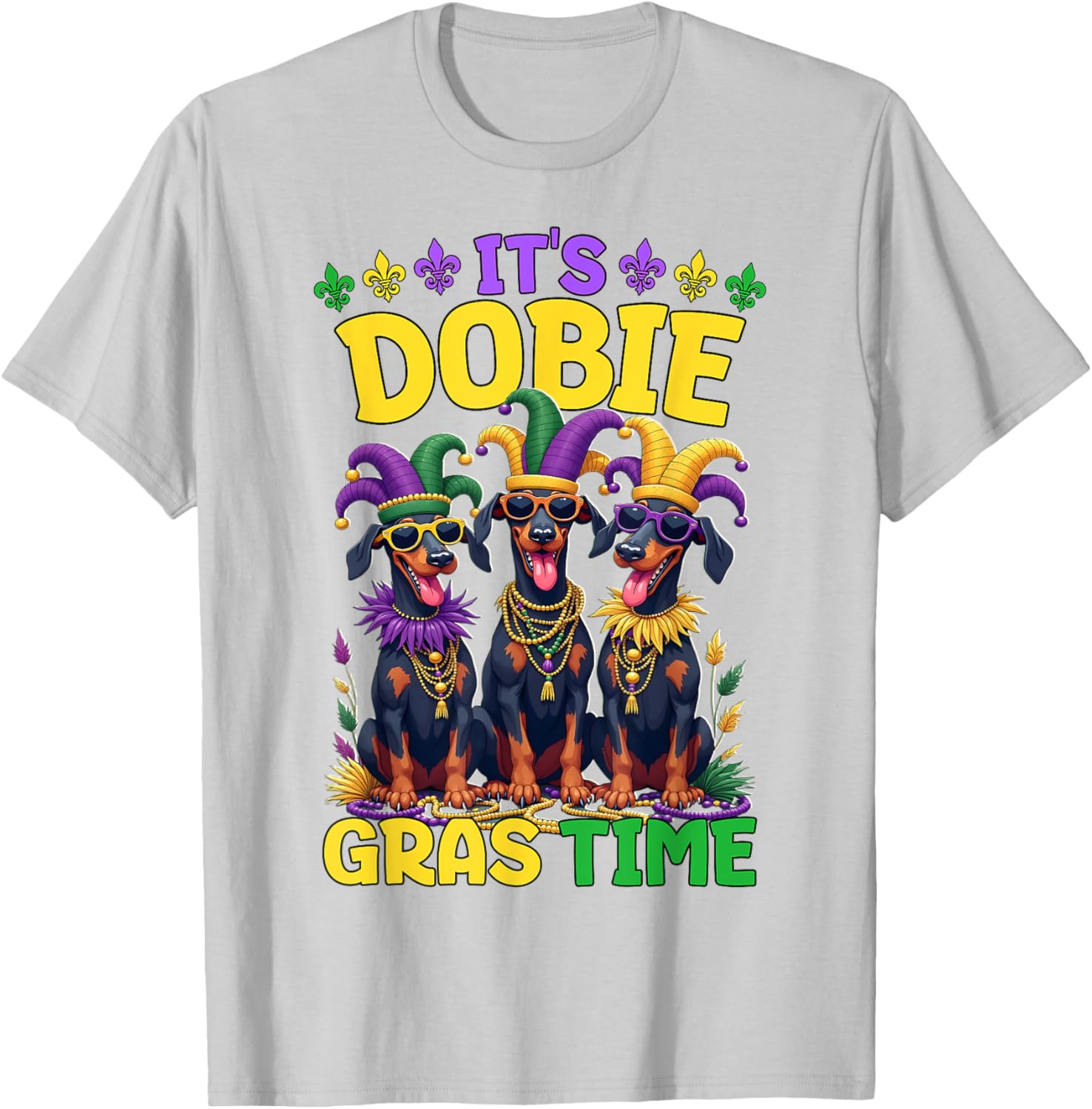 Mardi Gras Doberman T-Shirt Celebrating Carnival Festivities - 14