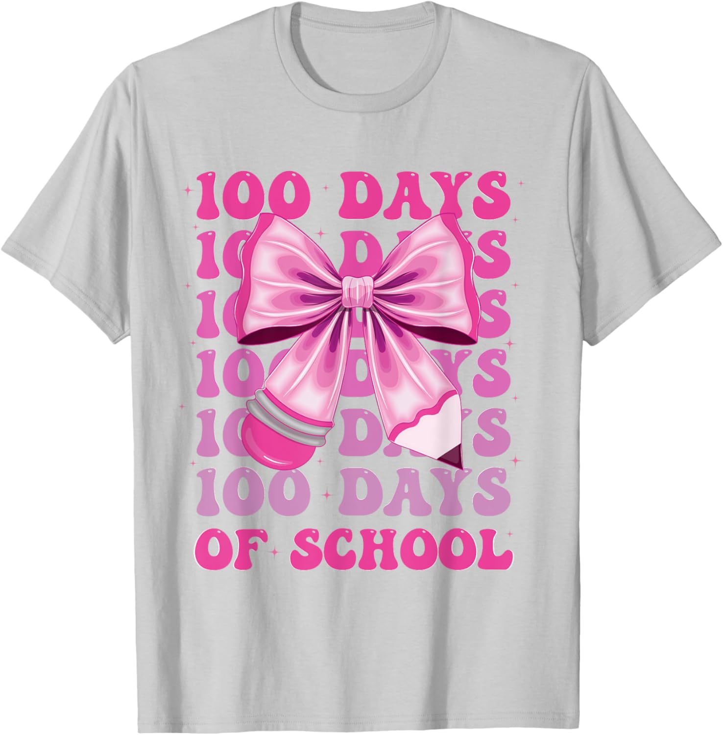 100 Days of School Girls Coquette Bow T-Shirt for Celebrating 100th Day - 12